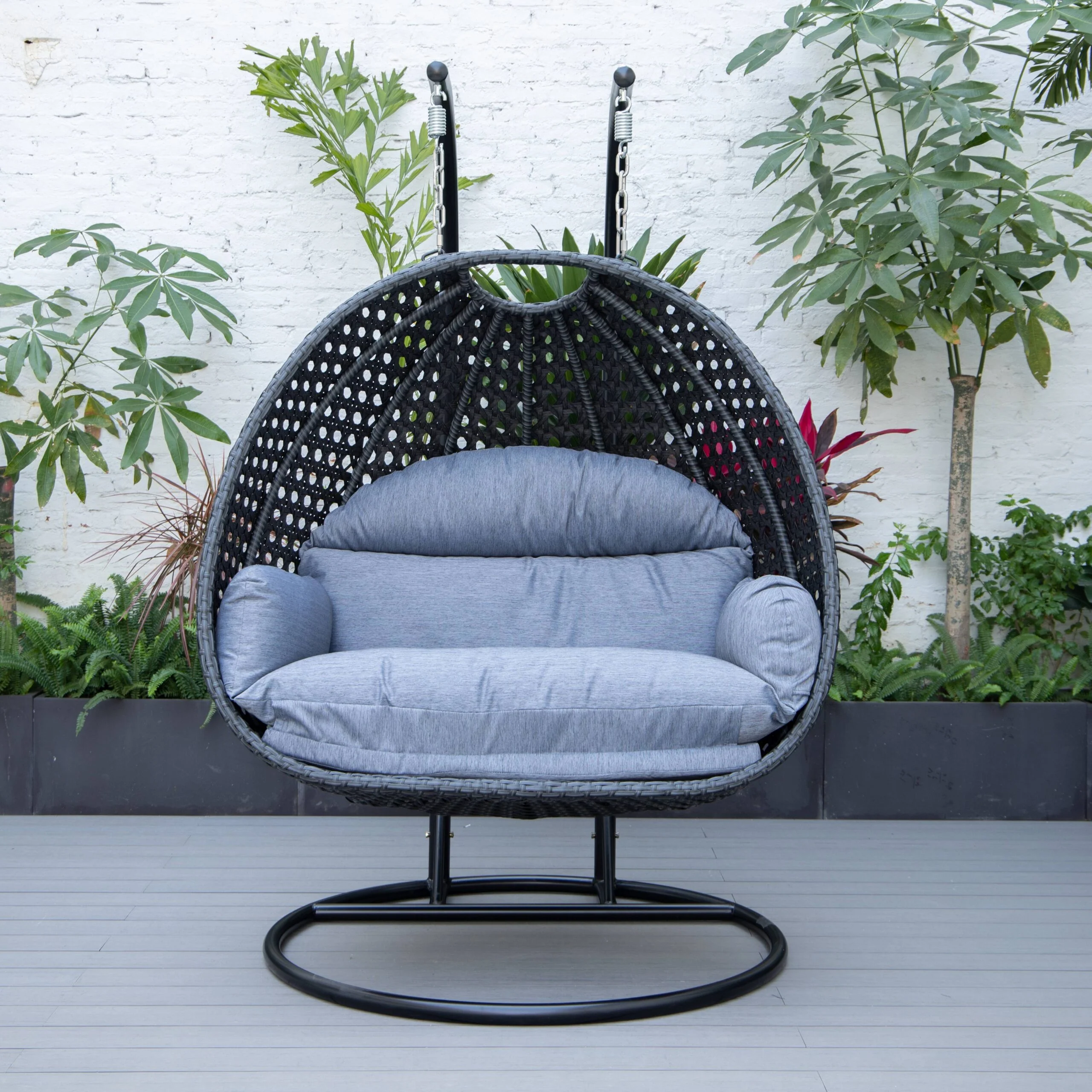 Fino Double Seater Hanging Swing With Stand For Balcony , Garden Swing (Dark Grey) - Image 41