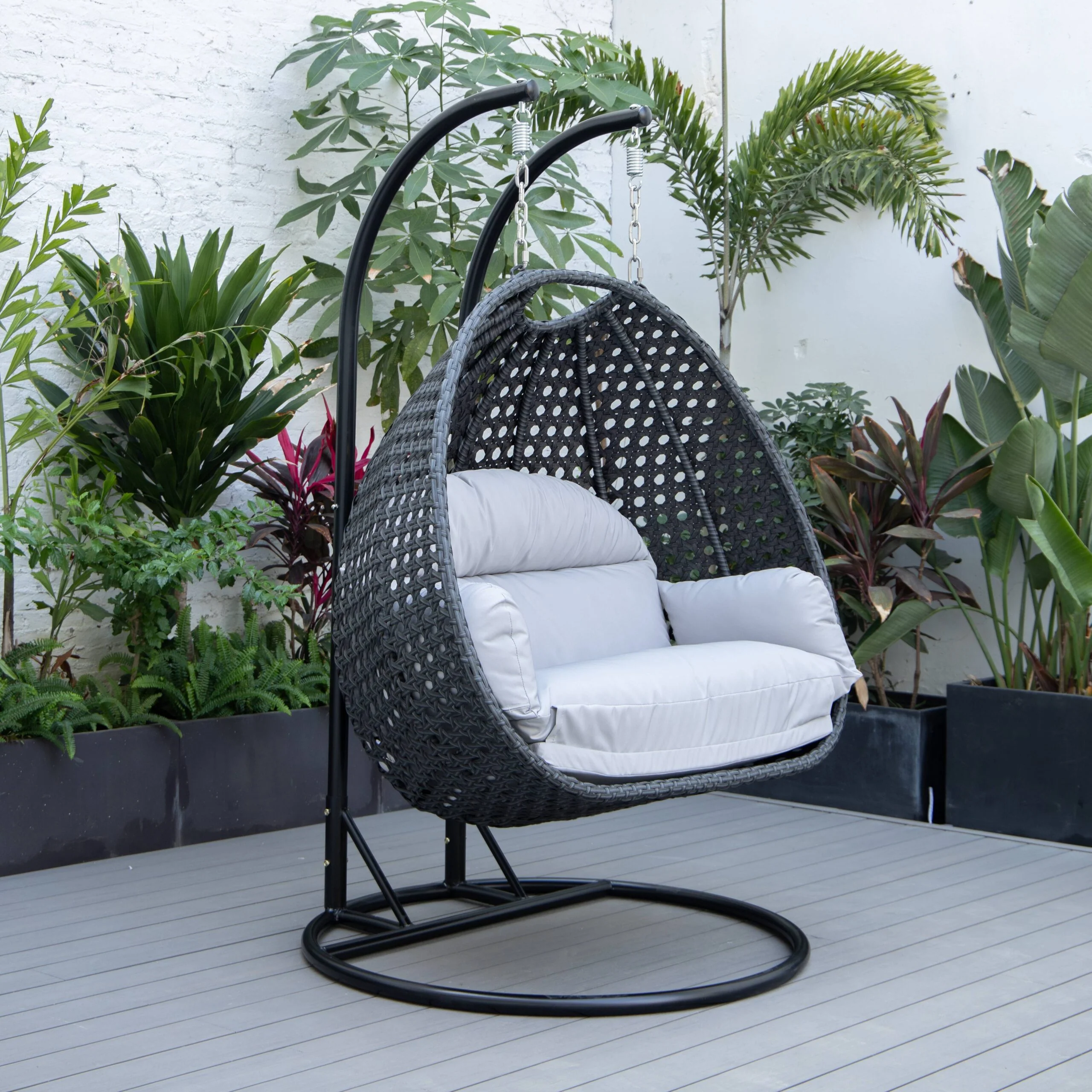 Fino Double Seater Hanging Swing With Stand For Balcony , Garden Swing (Dark Grey) - Image 89