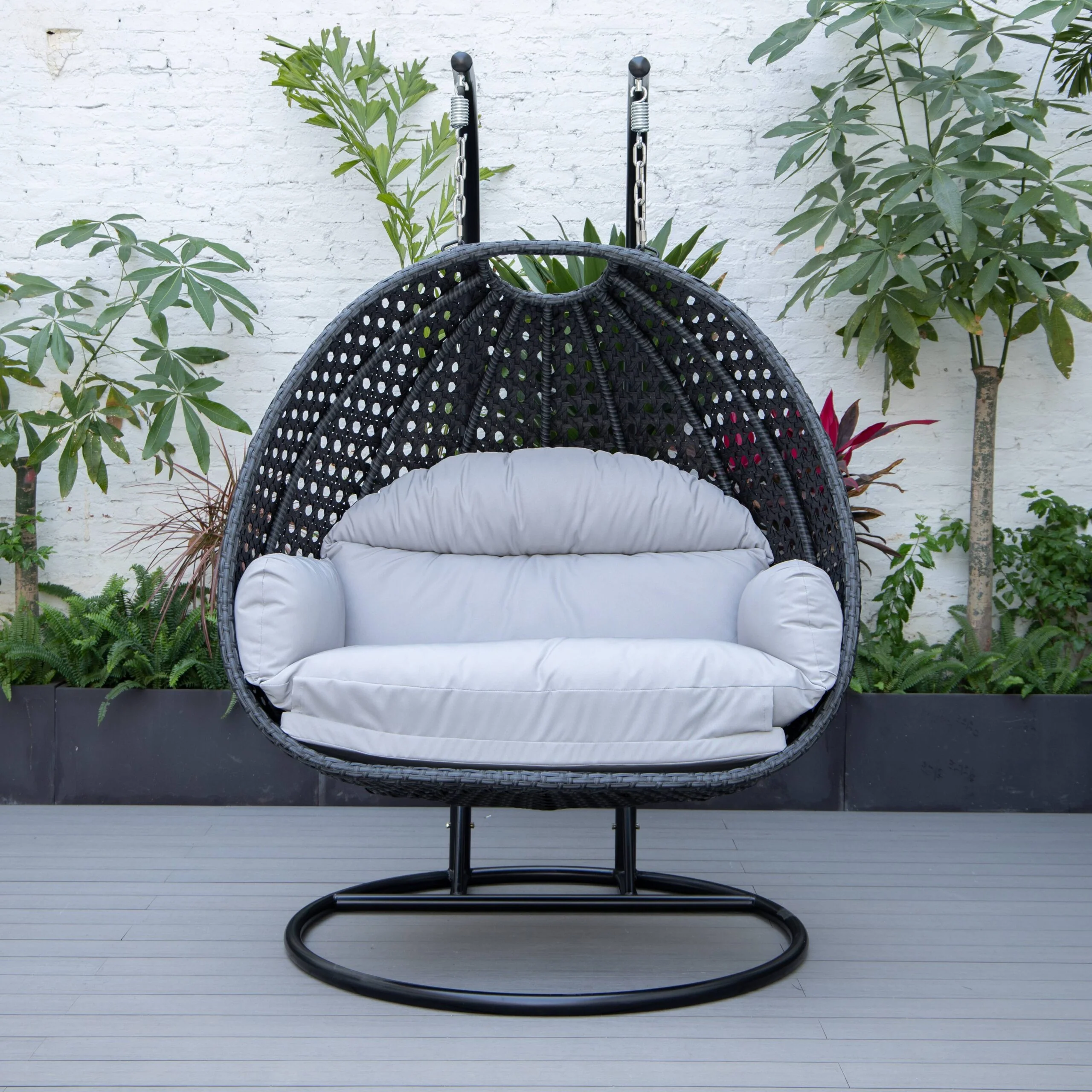Fino Double Seater Hanging Swing With Stand For Balcony , Garden Swing (Dark Grey) - Image 90