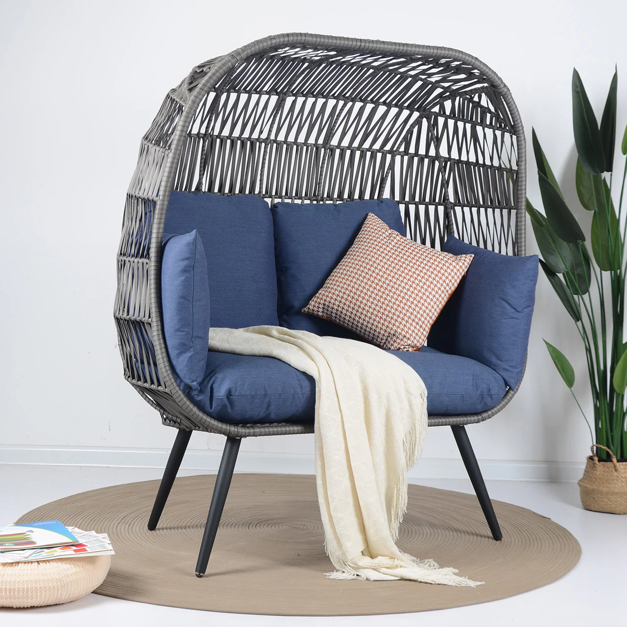 Fraga Double Seater Swing Basket For Balcony & Garden (Grey) - Image 5