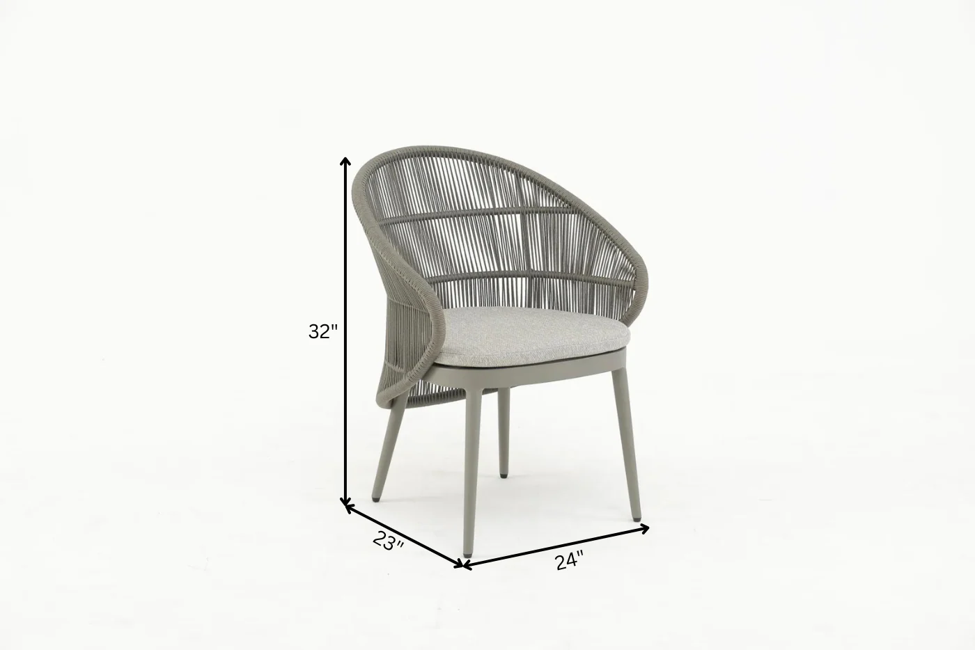 Gracia Outdoor Patio Dining Set 4 Chairs and 1 Table, Braid & Rope (Grey) - Image 6