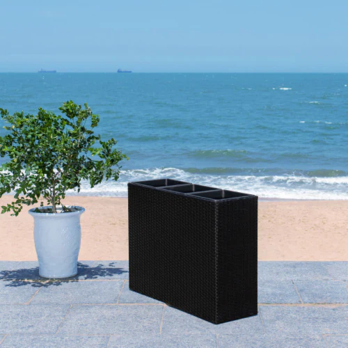Grae Outdoor Wicker Planters For Garden , Balcony (Black) - Image 2