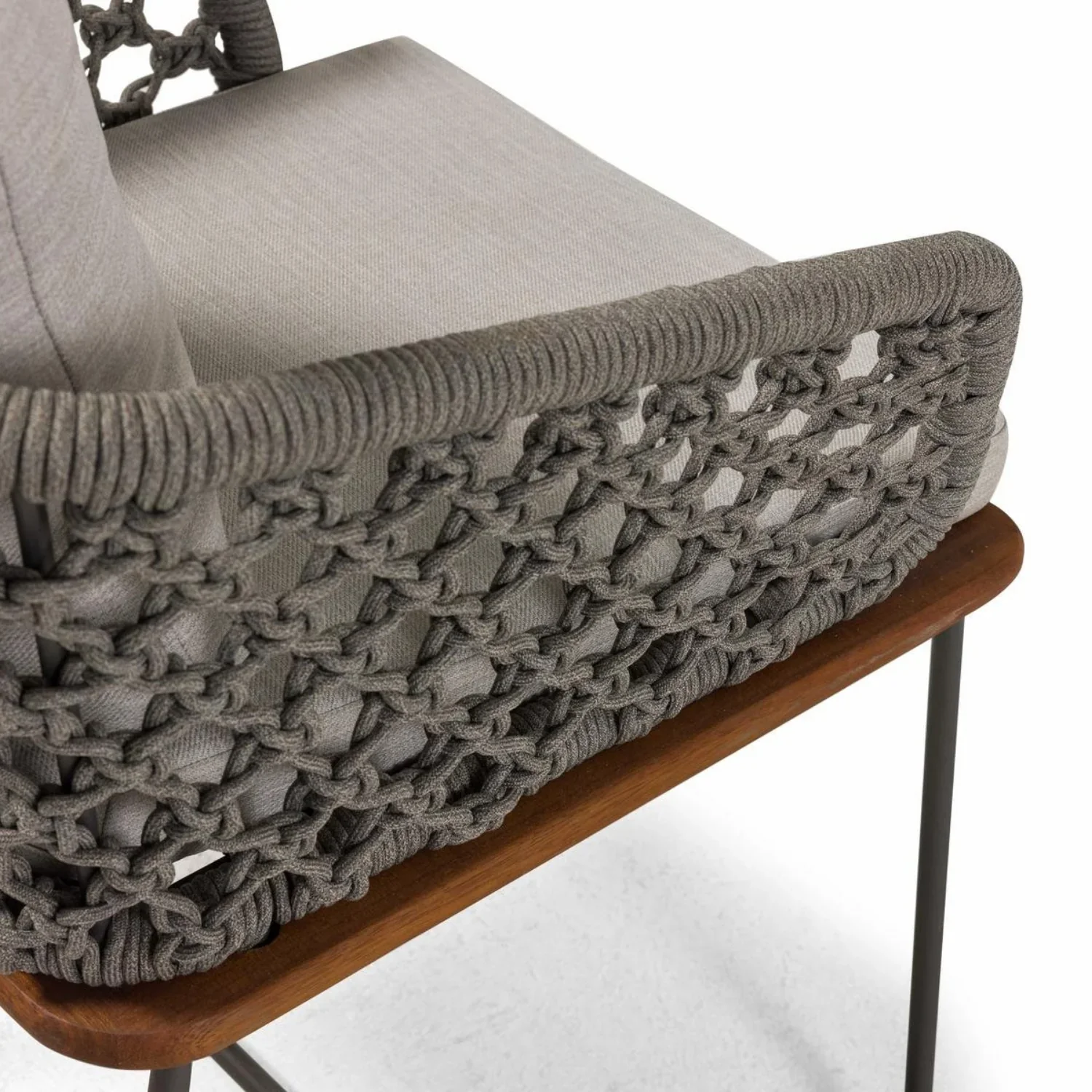 Grillo Outdoor Patio Seating Set 2 Chairs Set Braid & Rope(Grey) - Image 3