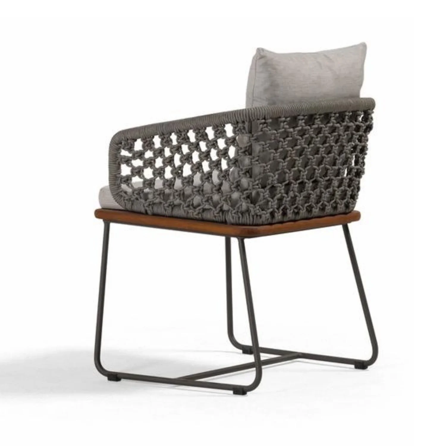 Grillo Outdoor Patio Seating Set 2 Chairs Set Braid & Rope(Grey) - Image 6