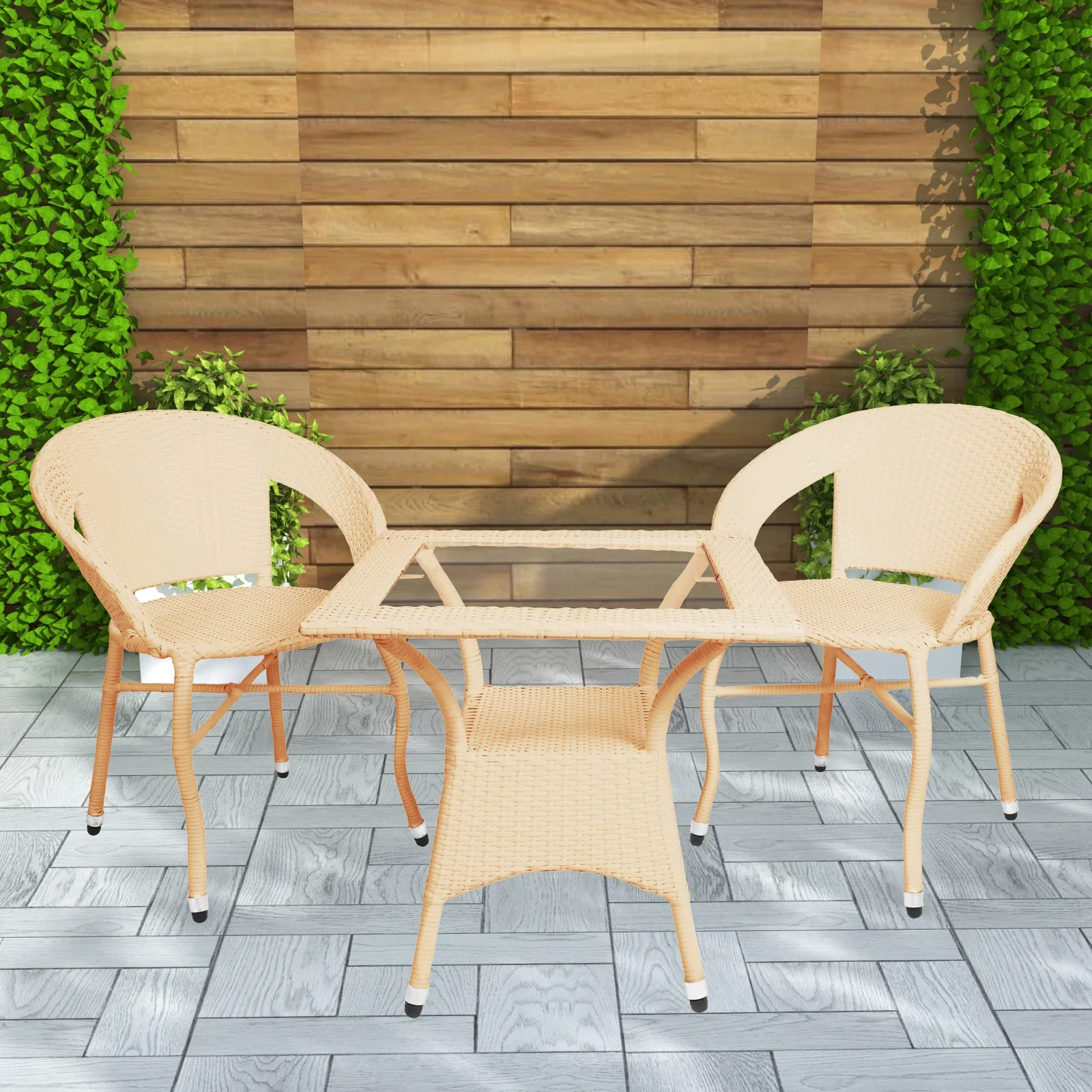 Hapit Outdoor Patio Seating Set 2 Chairs and 1 Table Set - Image 11