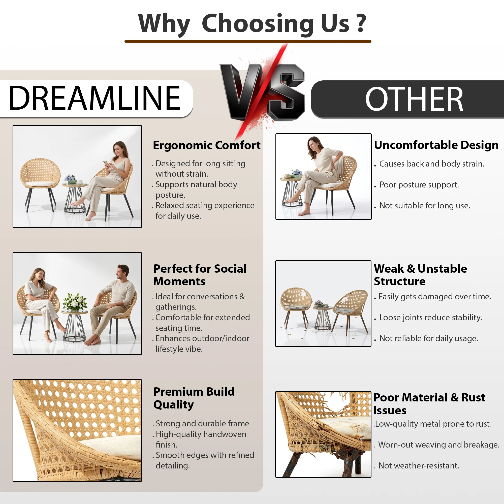 Hell Outdoor Patio Seating Set 2 Chairs and 1 Table Set (Tan + White) - Image 8