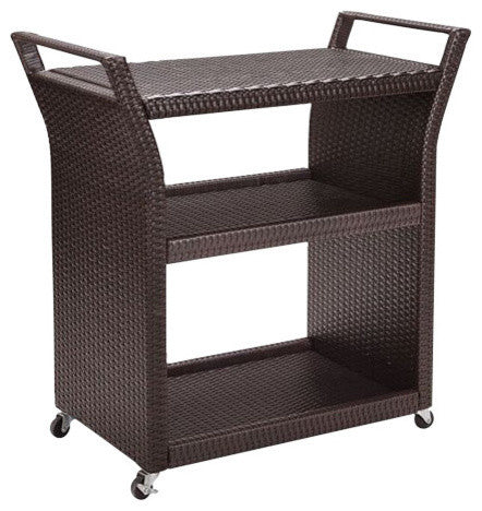Hilde Outdoor Patio Bar Serving Cart (Brown) - Image 4
