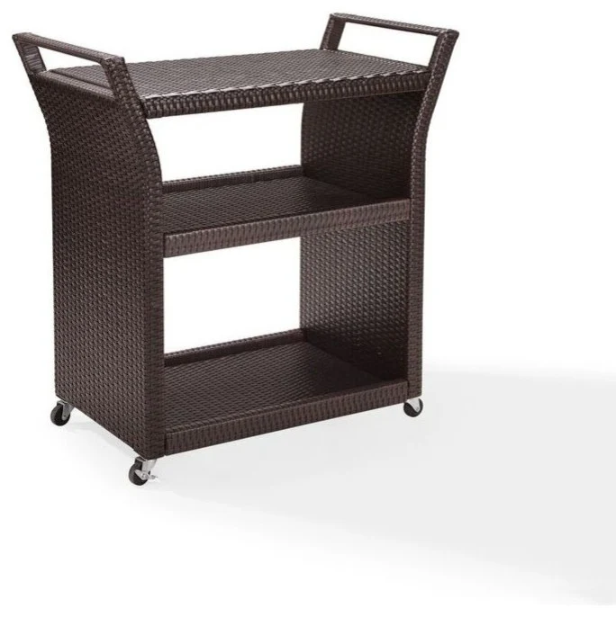 Hilde Outdoor Patio Bar Serving Cart (Brown) - Image 5