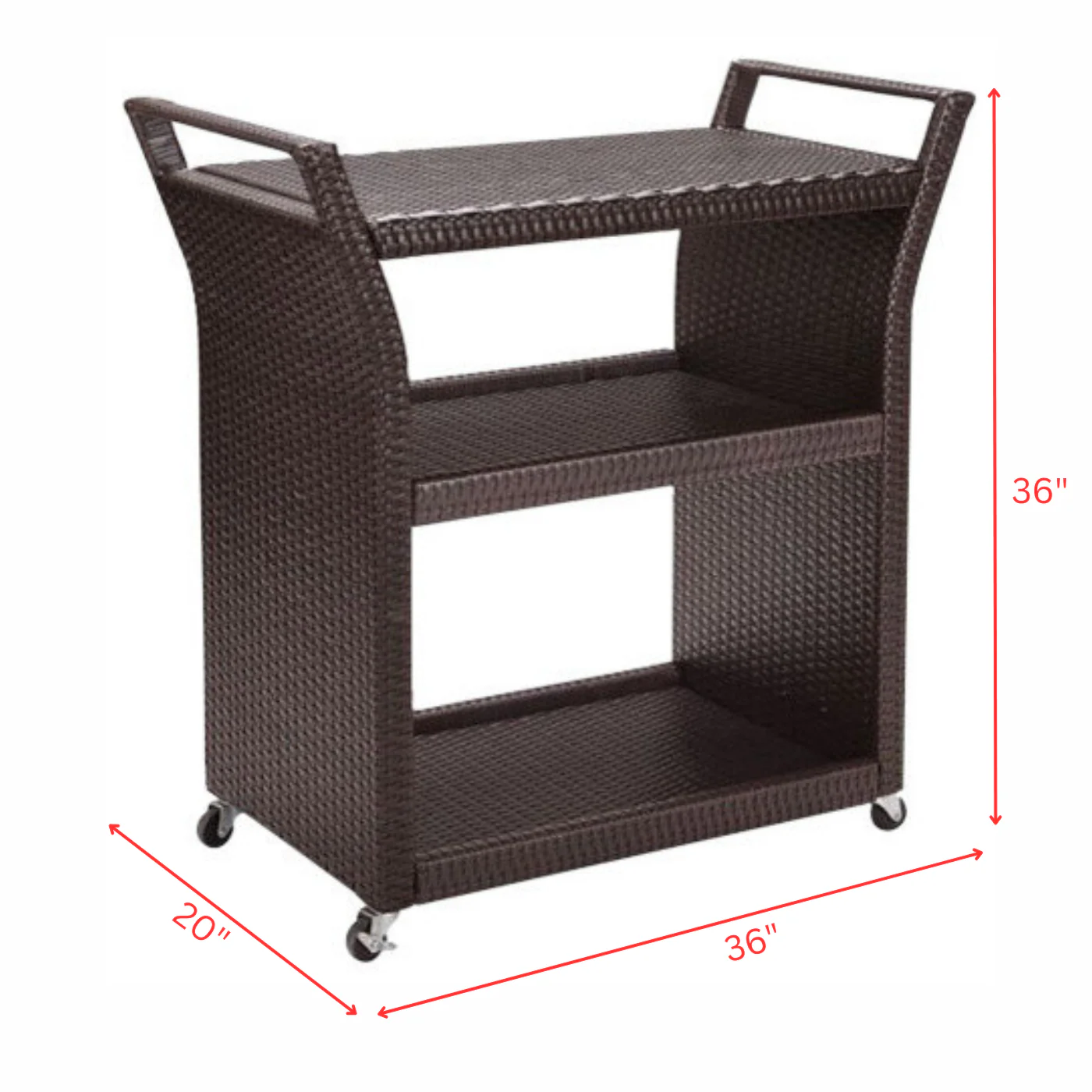 Hilde Outdoor Patio Bar Serving Cart (Brown) - Image 6