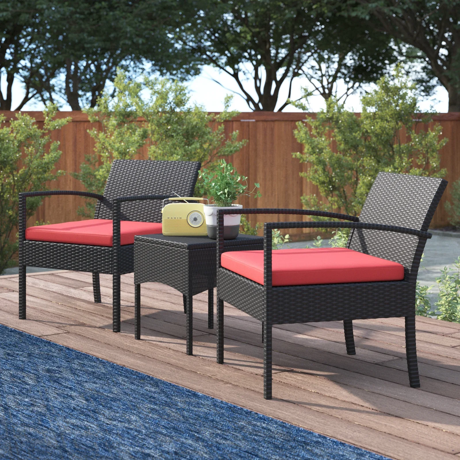 Ignacio Outdoor Patio Seating Set 2 Chairs and 1 Table Set - Image 4