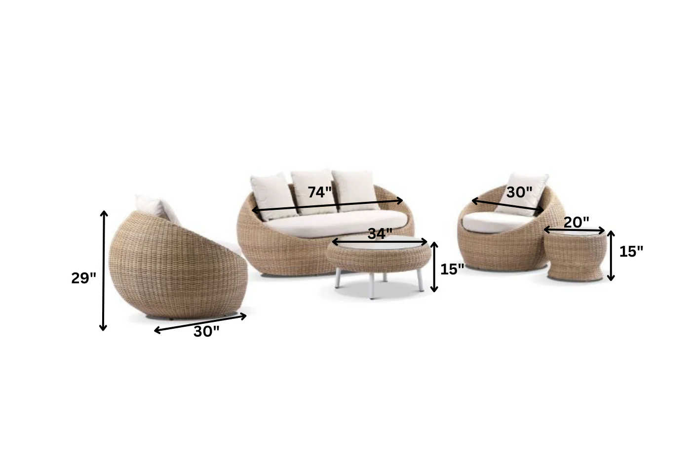 Ignazio Outdoor Sofa Set 3 Seater , 2 Single seater , 1 Side table and 1 Center Table - Image 6