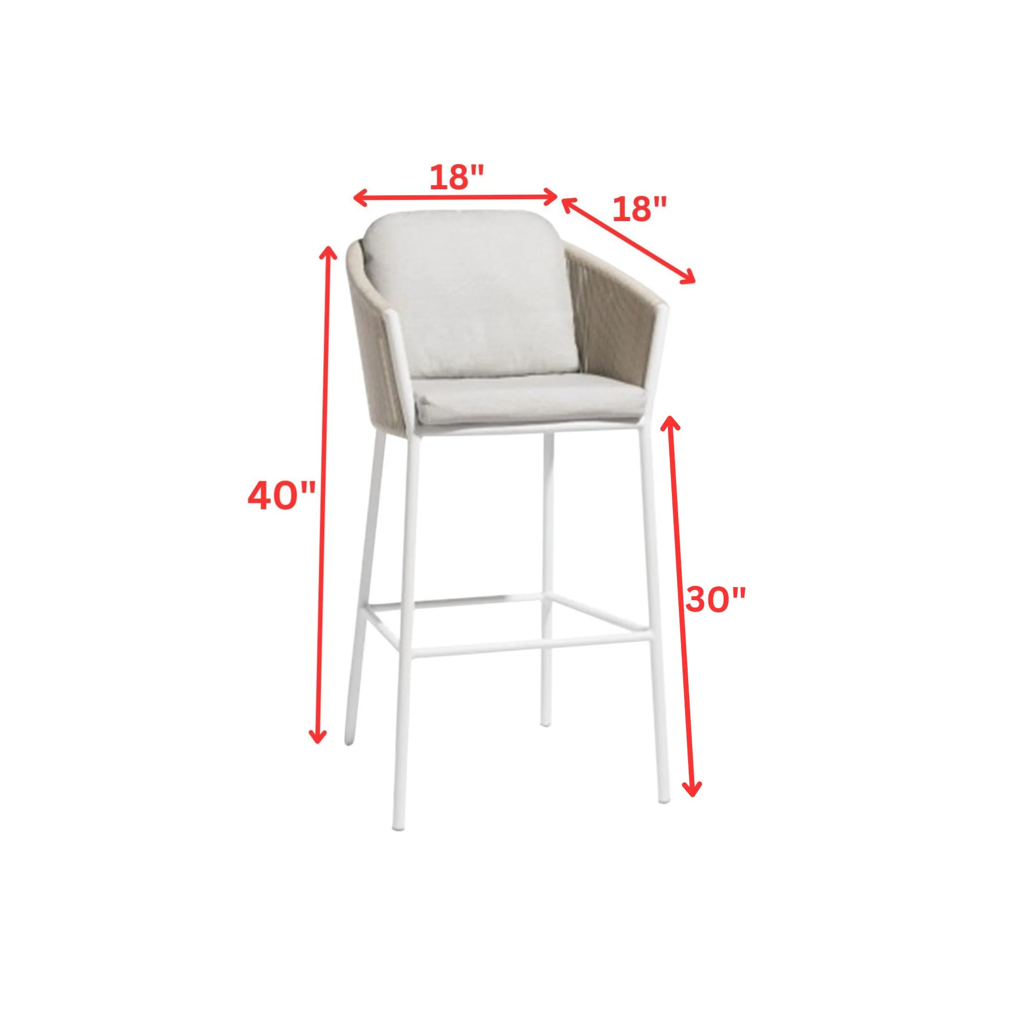 Ince Outdoor Patio Bar Chair 2 Chair For Balcony Braided & Rope - Image 6