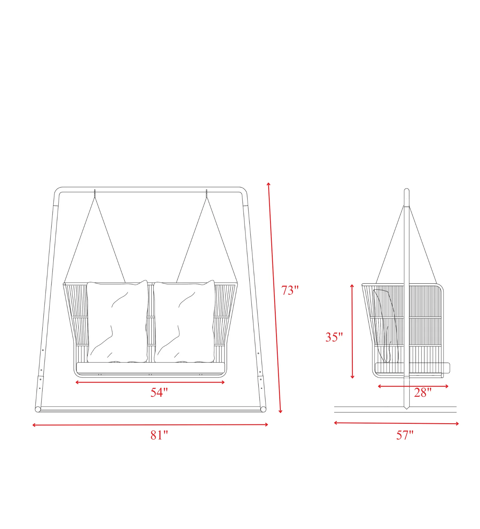 Inga Double Seater Hanging Swing With Stand For Balcony, Garden Swing (Grey) Braided & Rope - Image 4