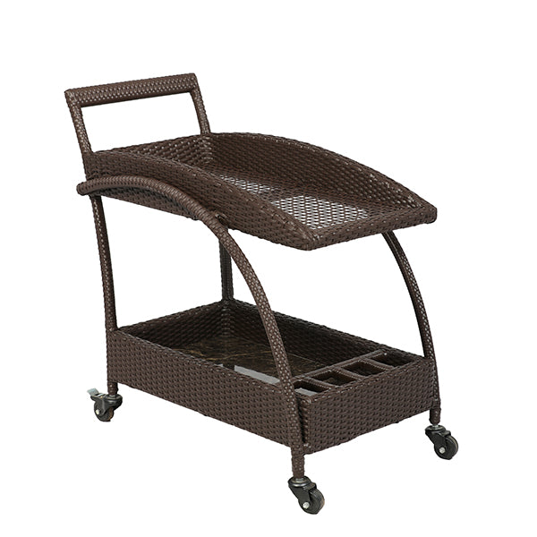 Ivon Outdoor Patio Bar Serving Cart (Brown) - Image 4