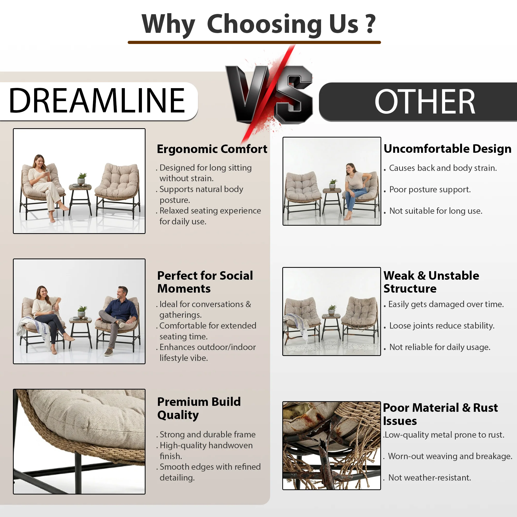 Keris Outdoor Patio Seating Set 2 Chairs and 1 table Set (Tan) - Image 8