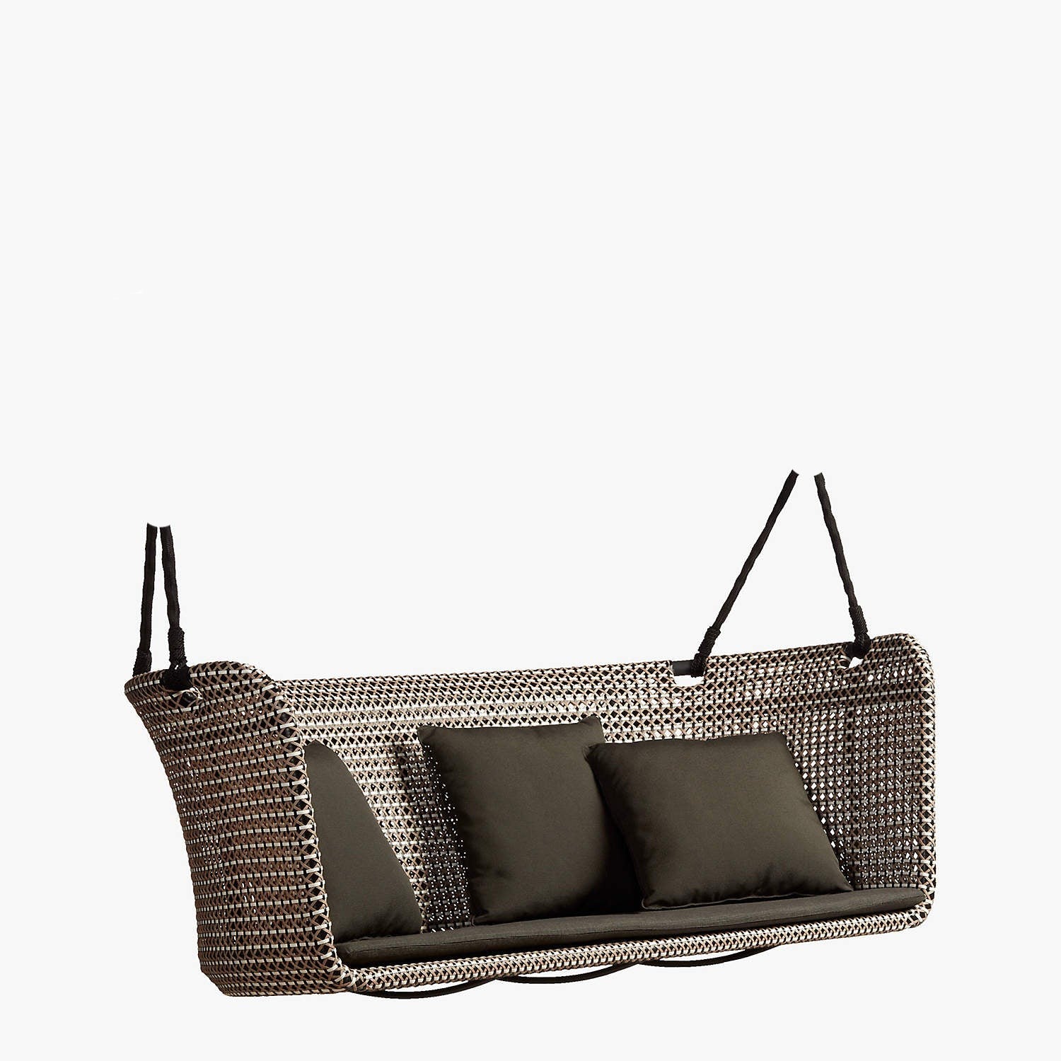Kivar Double Seater Hanging Swing Without Stand For Balcony , Garden Swing (Brown, Light Brown, White) - Image 2