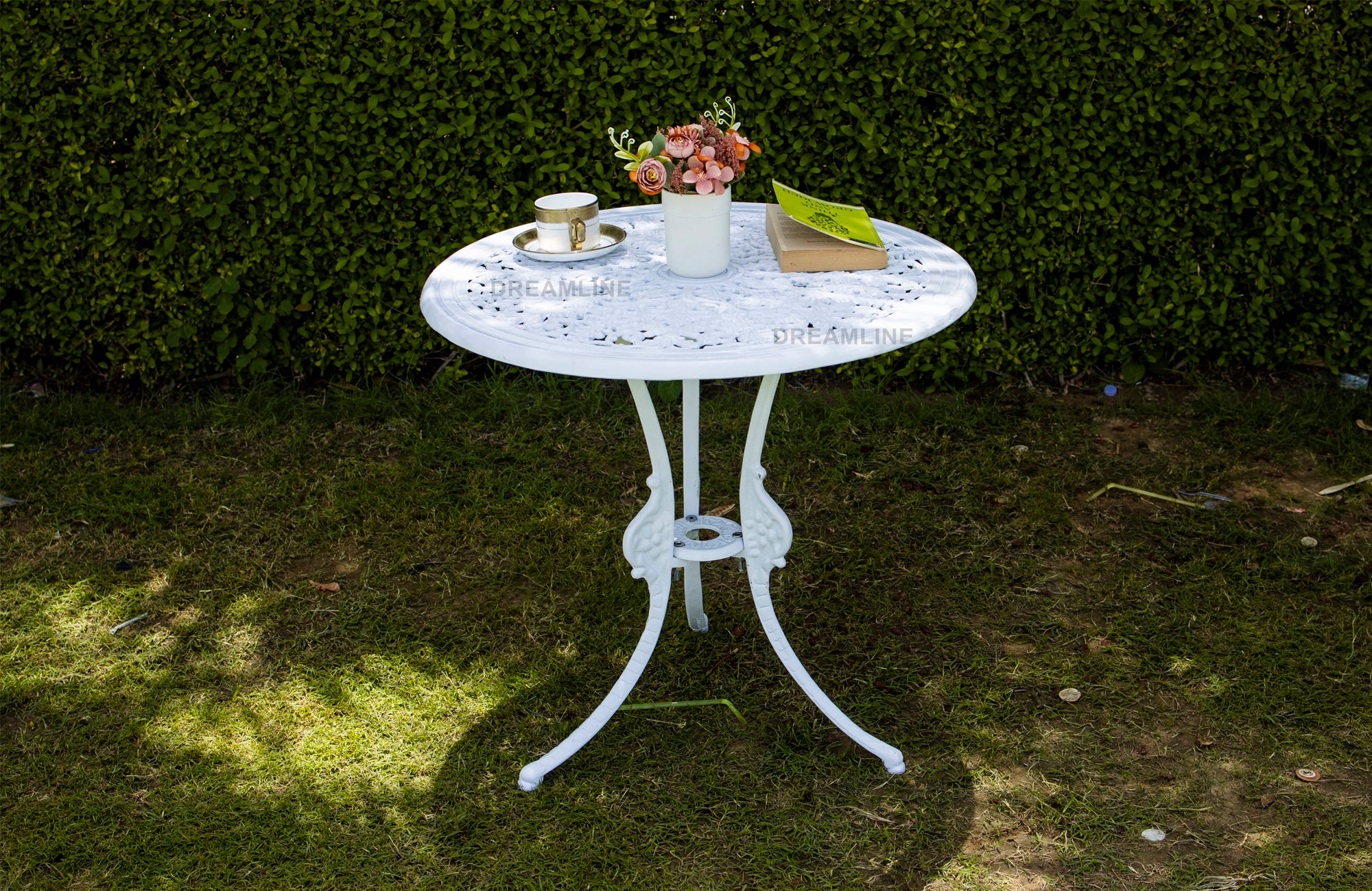KIYA Cast Aluminium Garden Patio Seating 2 Chair and 1 Table Set - Image 5