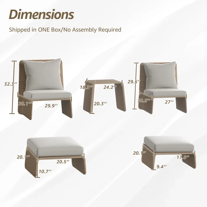 Kraus Outdoor Patio Seating Set 2 Chairs 2 Footrest and 1 Table Set (Honey) - Image 4