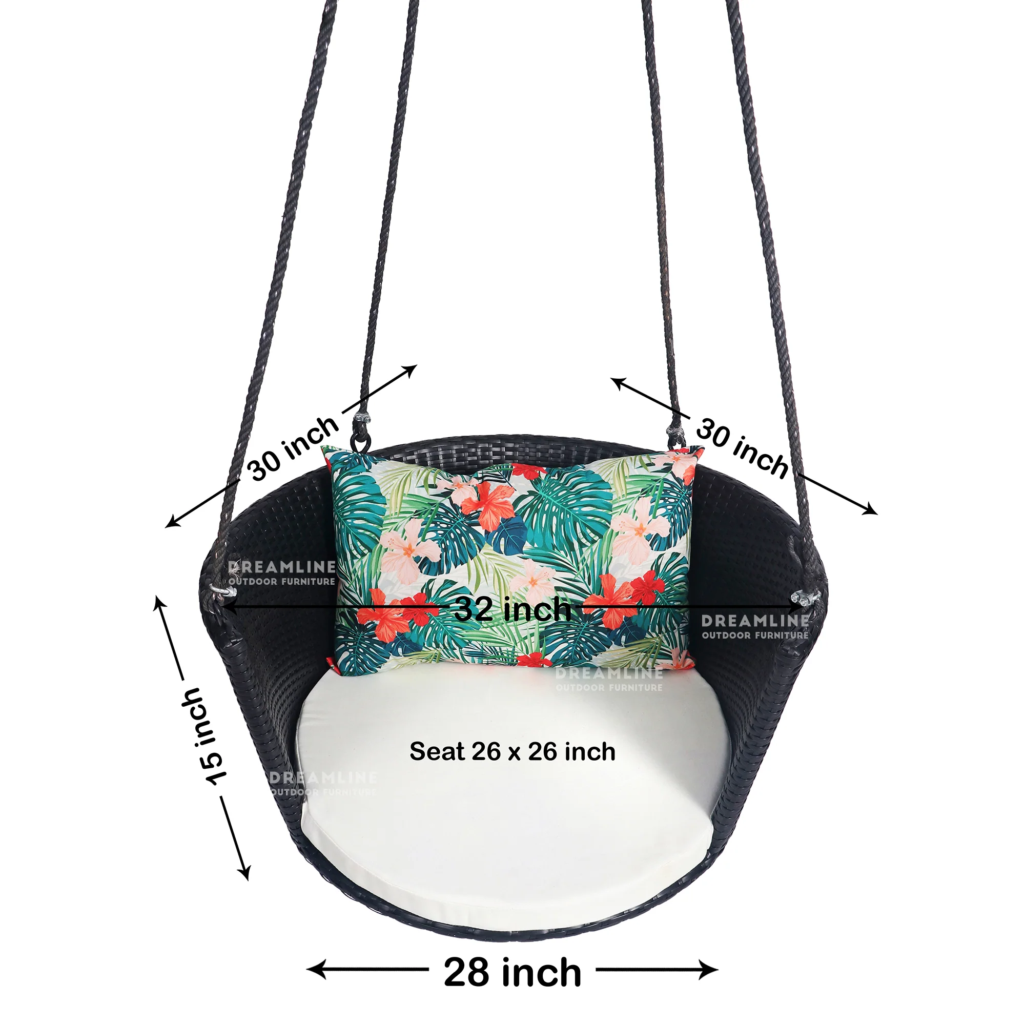 Lalo Single Seater Hanging Swing Without Stand For Balcony , Garden Swing (Black) - Image 6