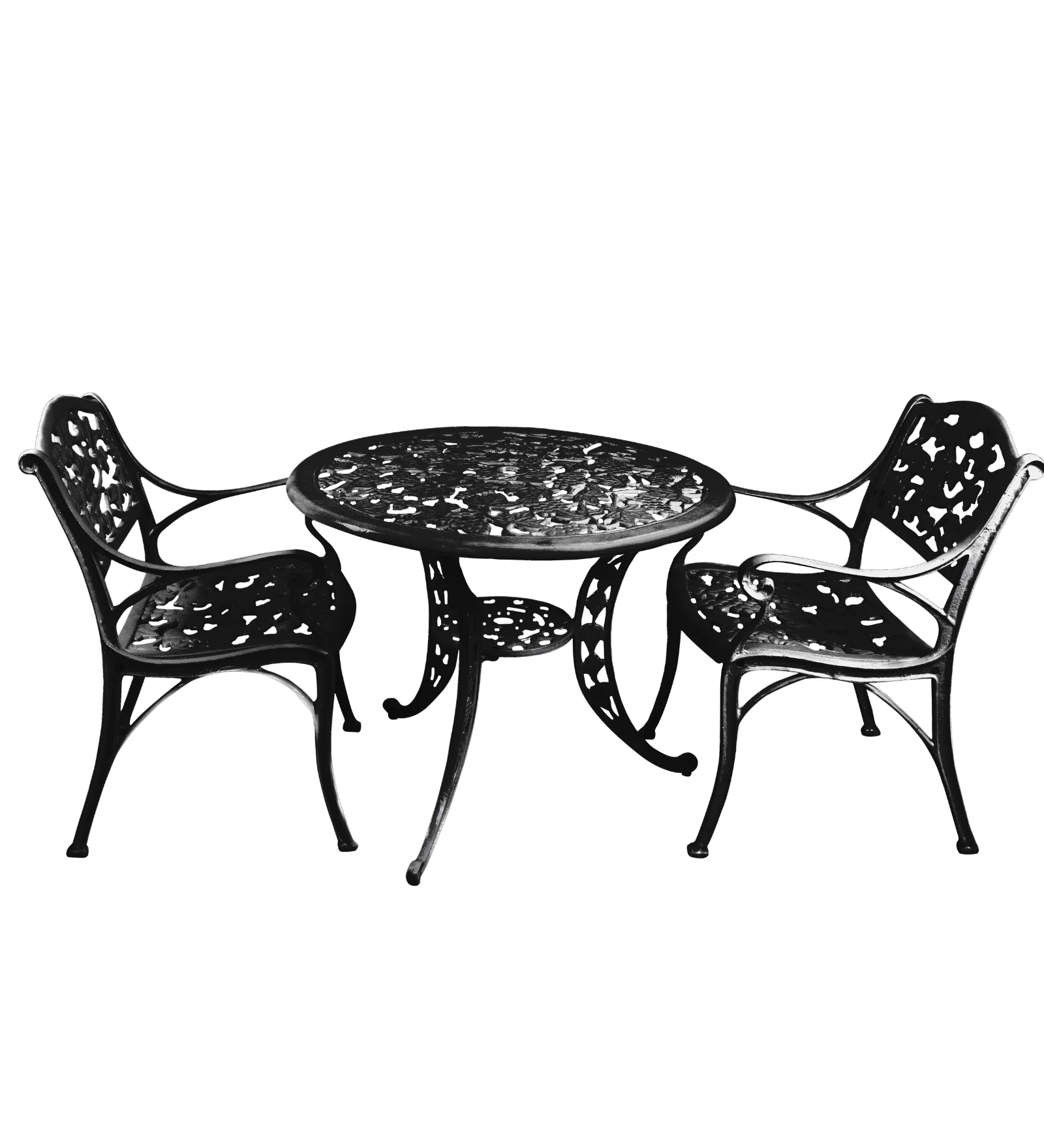 Lenz Cast Aluminium Garden Patio Seating 2 Chair and 1 Table Set - Image 10