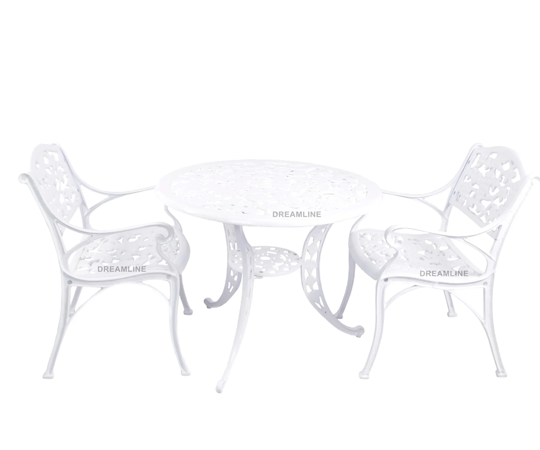 Lenz Cast Aluminium Garden Patio Seating 2 Chair and 1 Table Set - Image 3