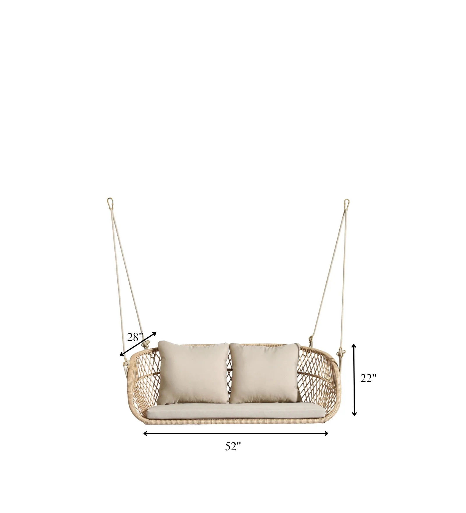 Lieu Double Seater Hanging Swing Without Stand For Balcony , Garden Swing (Honey) - Image 7