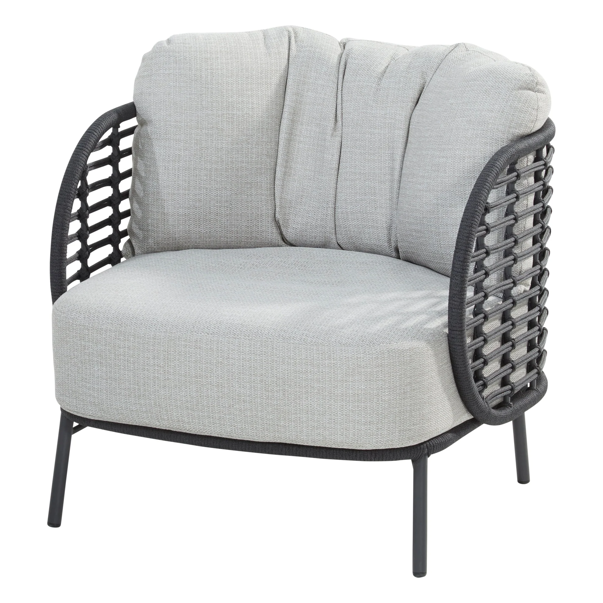 Locator Outdoor Sofa Set 2 Seater, 2 Single seater with ottoman and 1 Center Table Set (Dark Grey) Braided & Rope - Image 6
