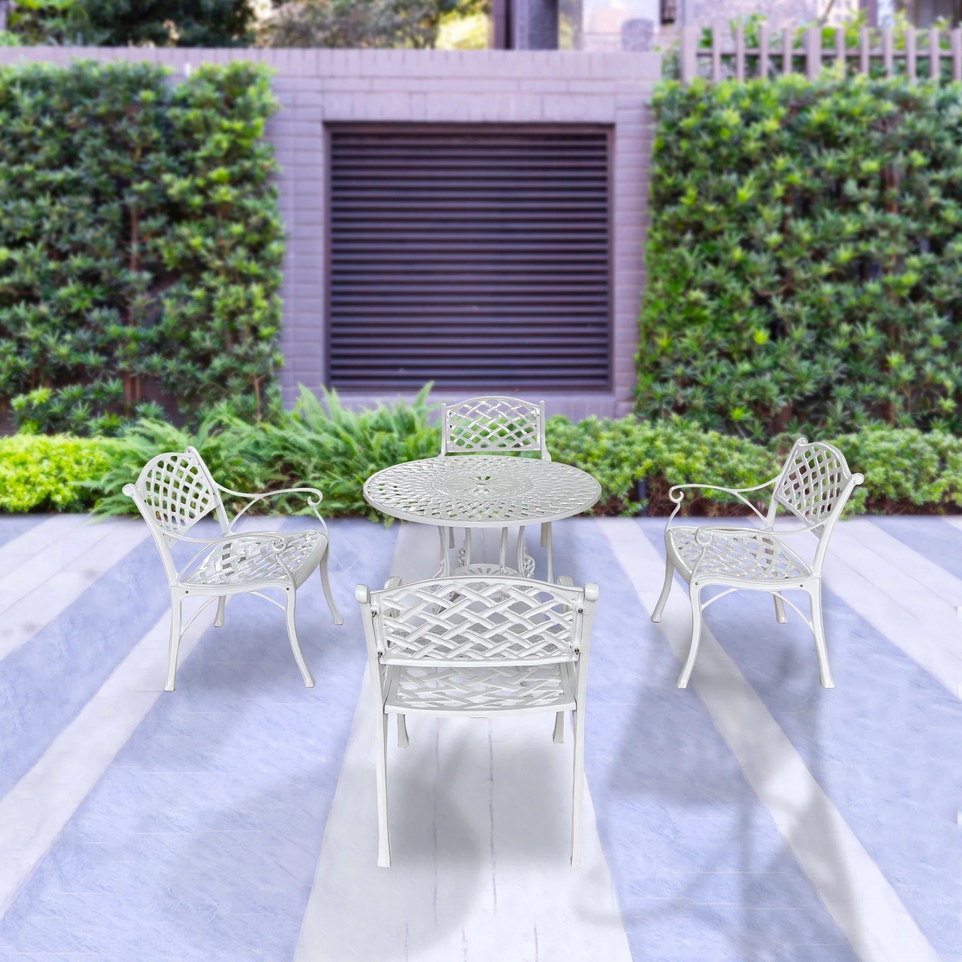 Lucio Cast Aluminium Garden Patio Seating 4 Chair and 1 Table Set - Image 5