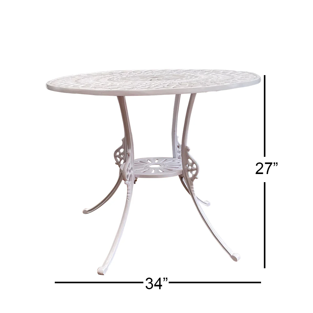 Lucio Cast Aluminium Garden Patio Seating 4 Chair and 1 Table Set - Image 8