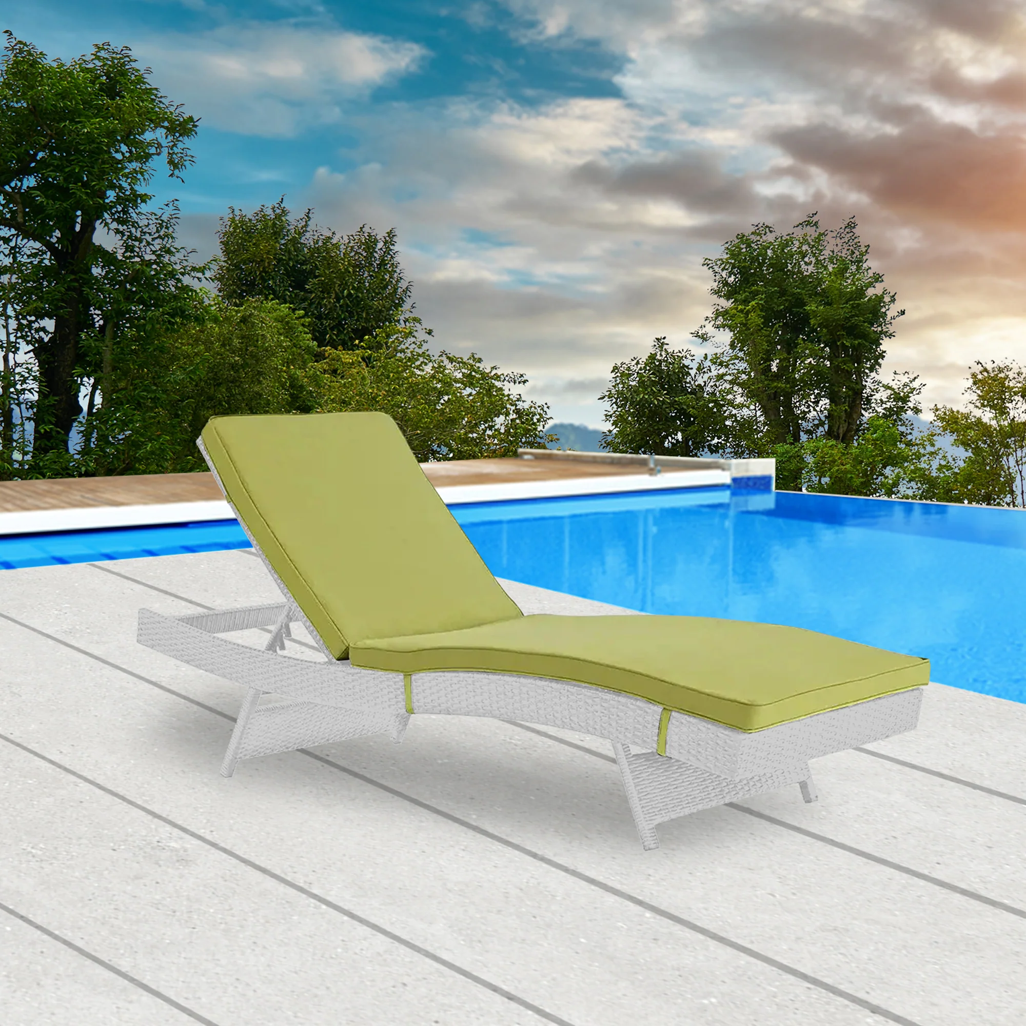 Marcela Outdoor Swimming Poolside Lounger Set of 2 (White & Green) - Image 2