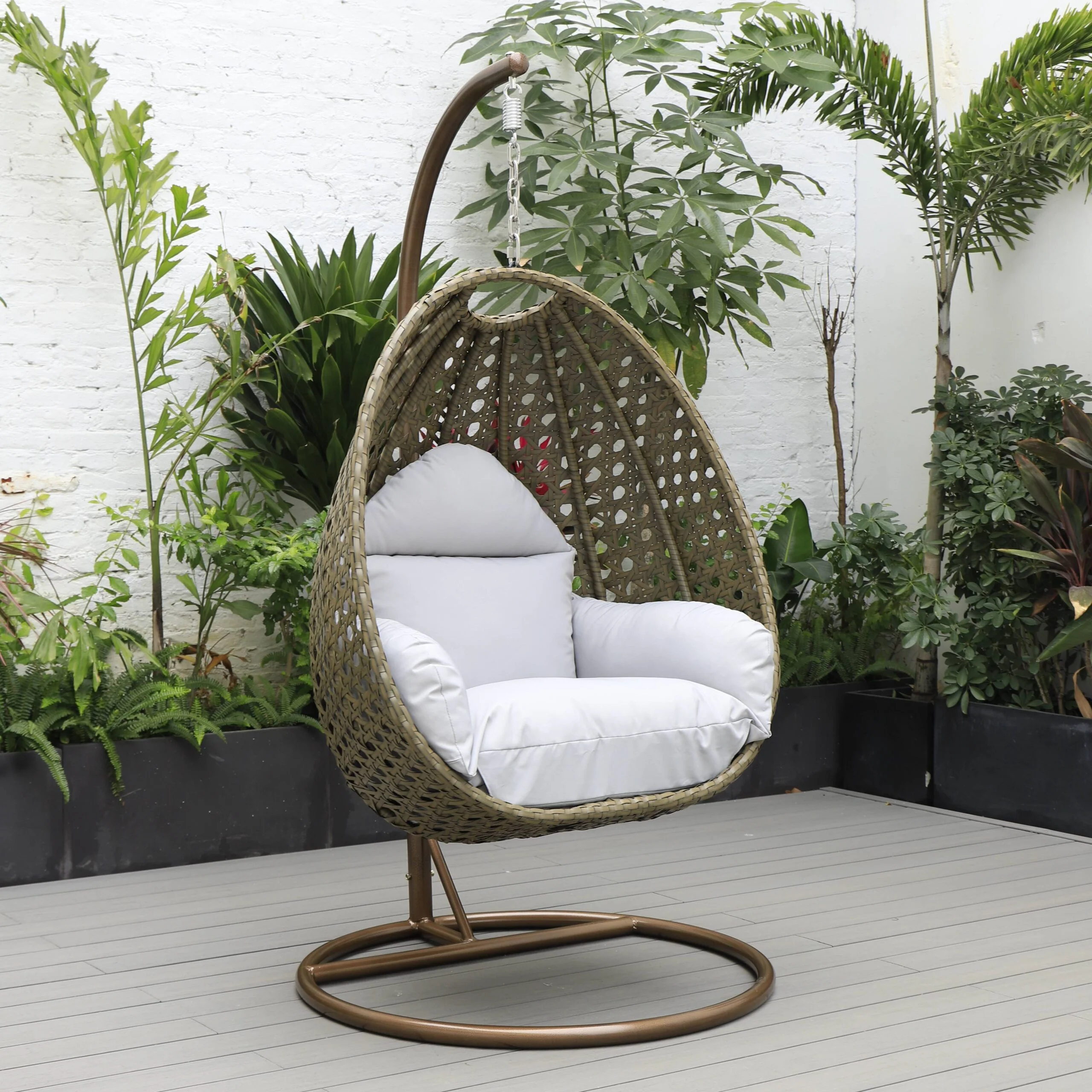 Marcello Single Seater Hanging Swing With Stand For Balcony , Garden (Brown) - Image 60