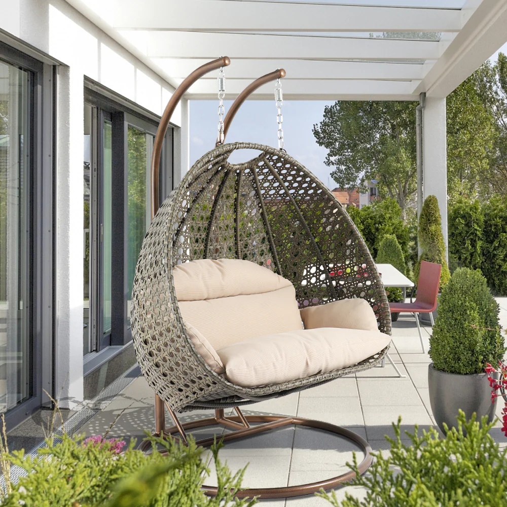 Marco Double Seater Hanging Swing With Stand For Balcony , Garden Swing (Dark Grey)