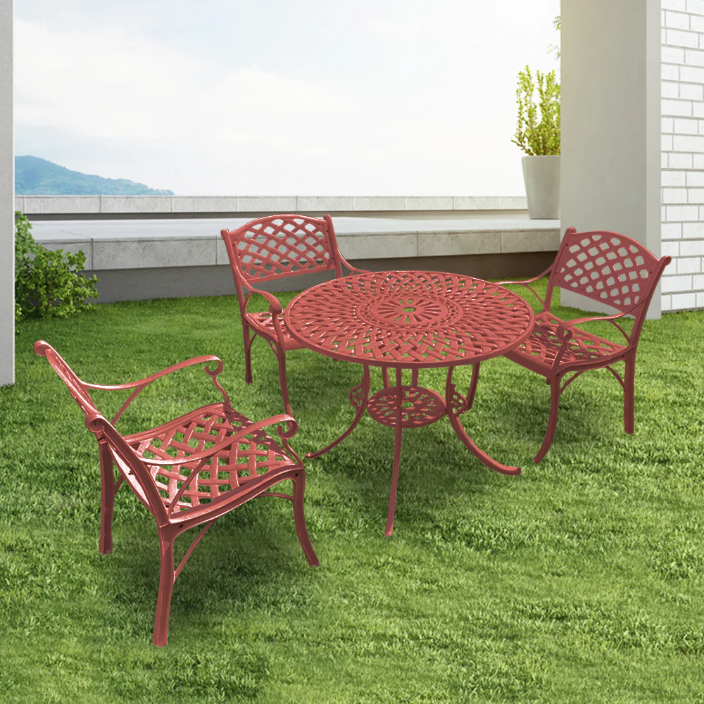 Marino Cast Aluminium Garden Patio Seating 3 Chair and 1 Table Set - Image 9