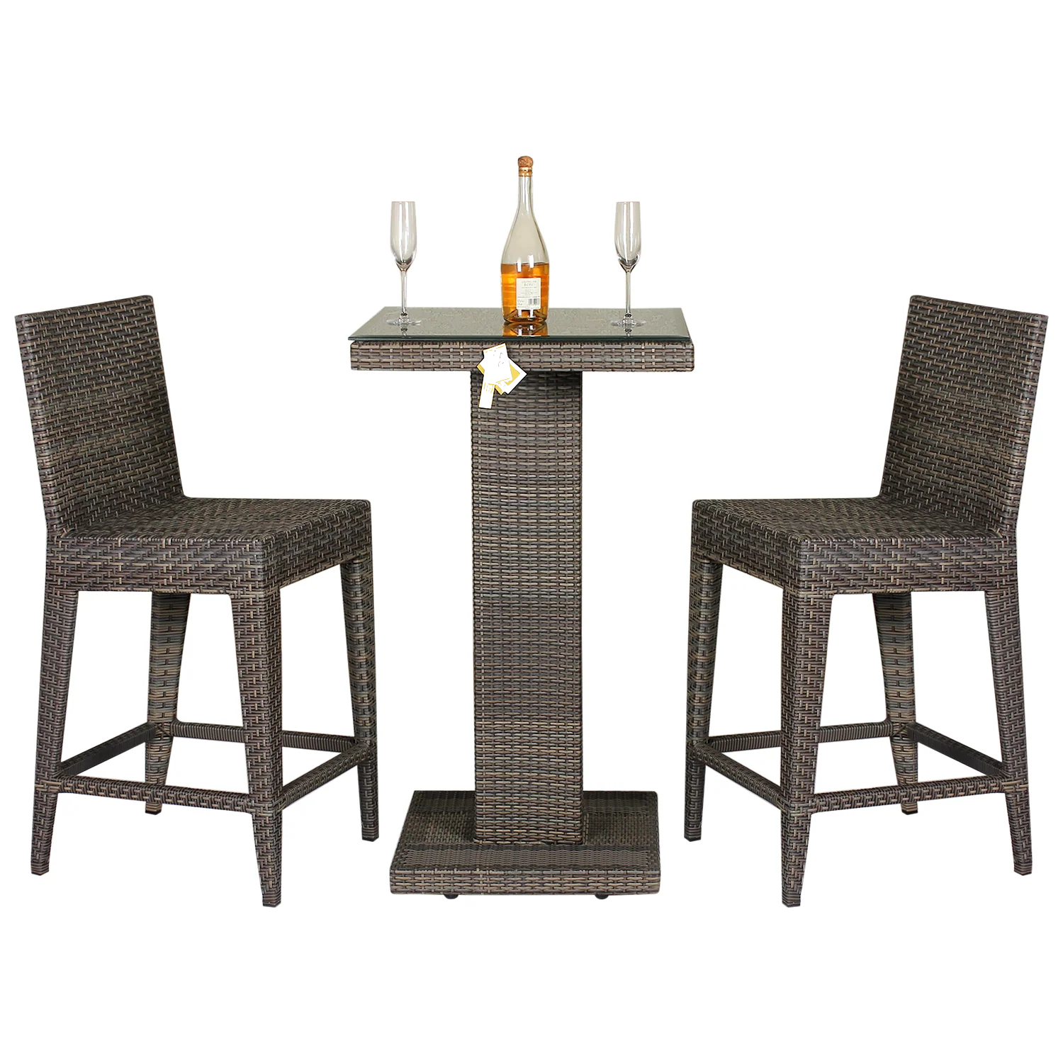 Meier Outdoor Patio Bar Sets 2 Chairs and 1 Table (Capicano) - Image 3