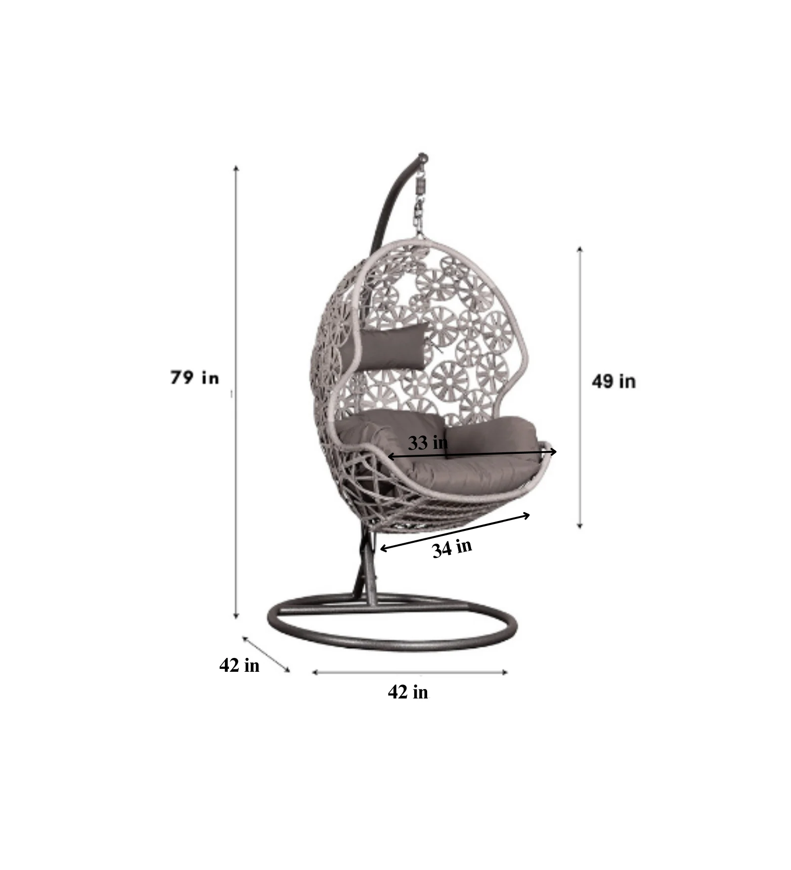 Montes Single Seater Hanging Swing With Stand For Balcony , Garden (Brown) Braided & Rope - Image 9