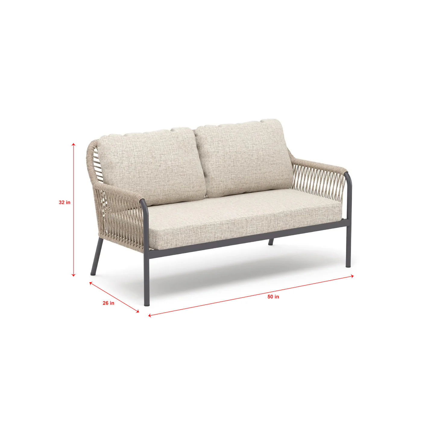 Morvos Outdoor Garden Balcony Sofa Set 2 Seater,2 Single seater and 2 Center Table Set (Beige) - Image 7
