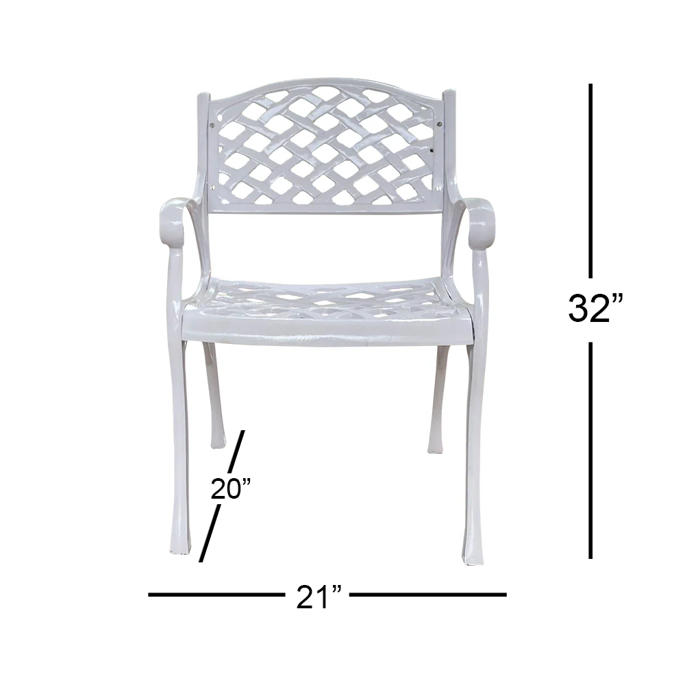 Natale Cast Aluminium Garden Patio Seating 2 Chair and 1 Table Set - Image 5