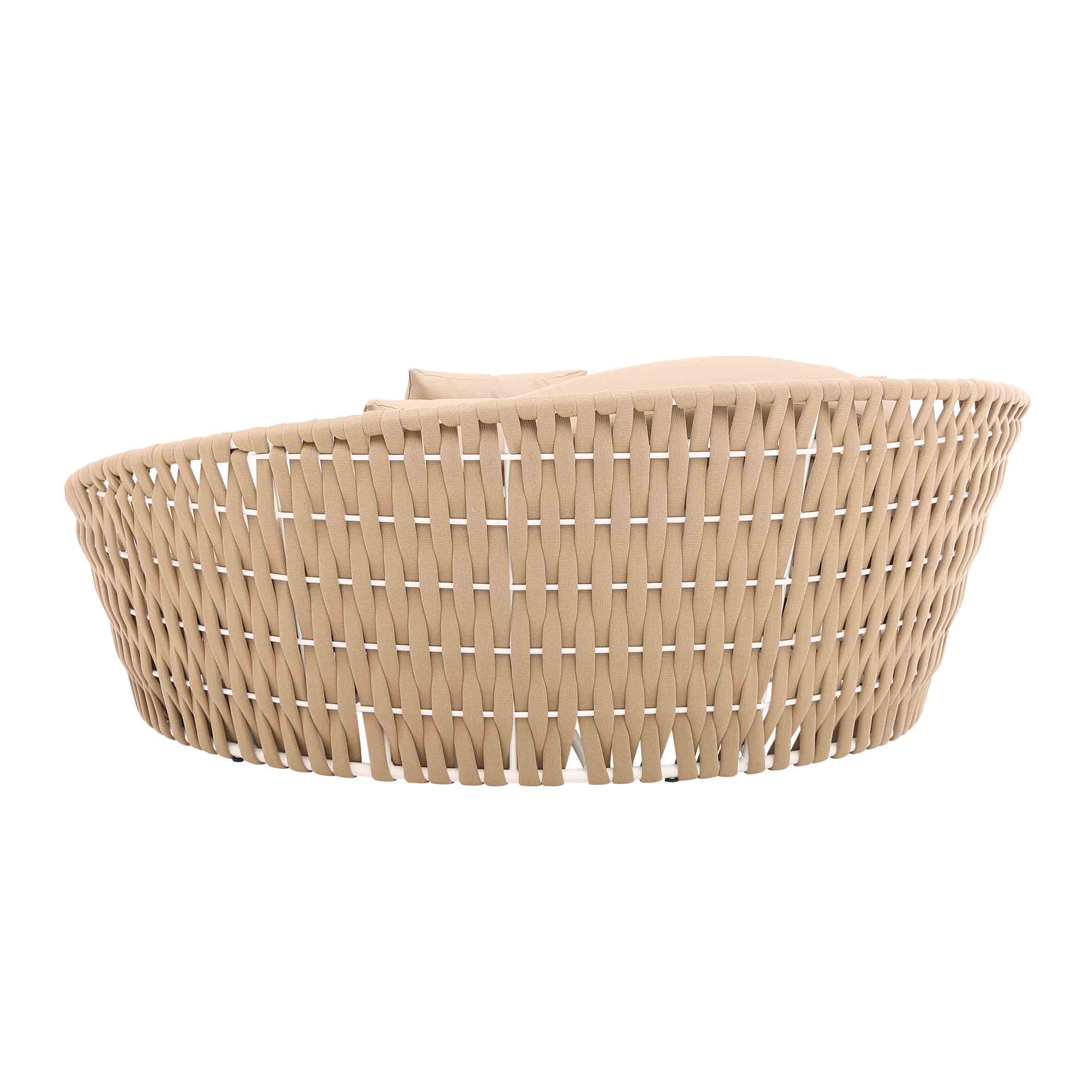 Neck Outdoor Poolside Sunbed With Cushion Daybed (Tan) Braided & Rope - Image 4