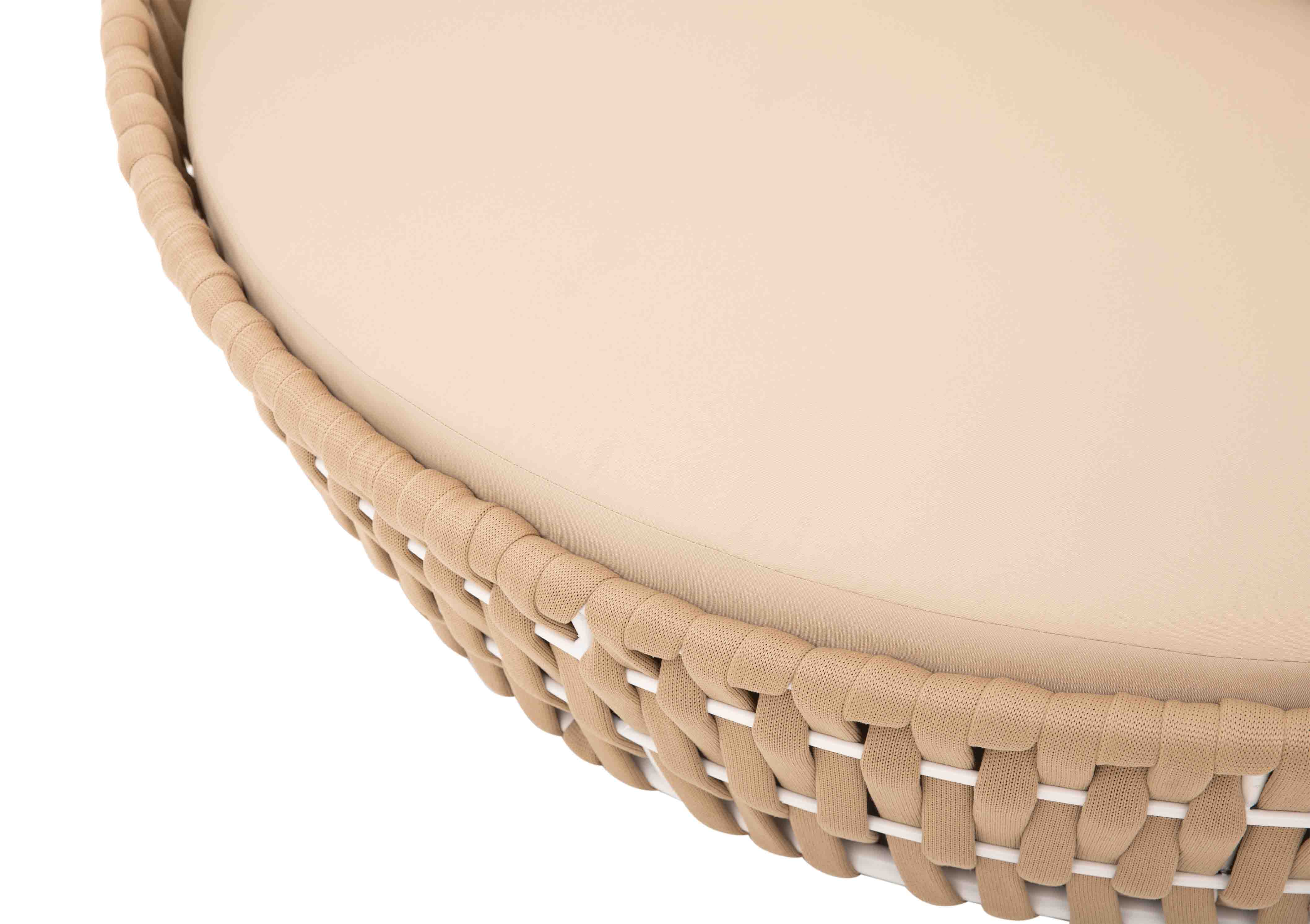 Neck Outdoor Poolside Sunbed With Cushion Daybed (Tan) Braided & Rope - Image 5