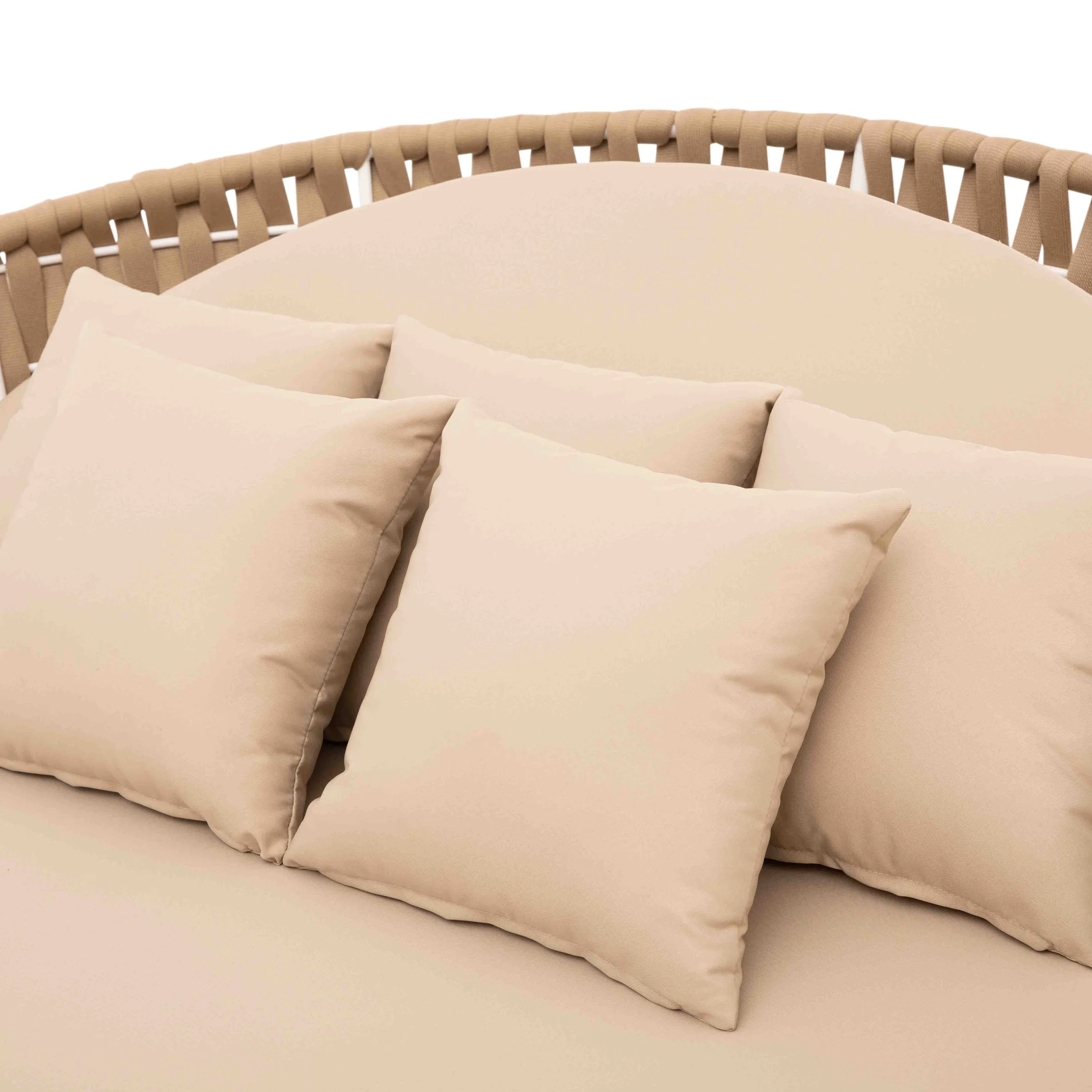 Neck Outdoor Poolside Sunbed With Cushion Daybed (Tan) Braided & Rope - Image 6
