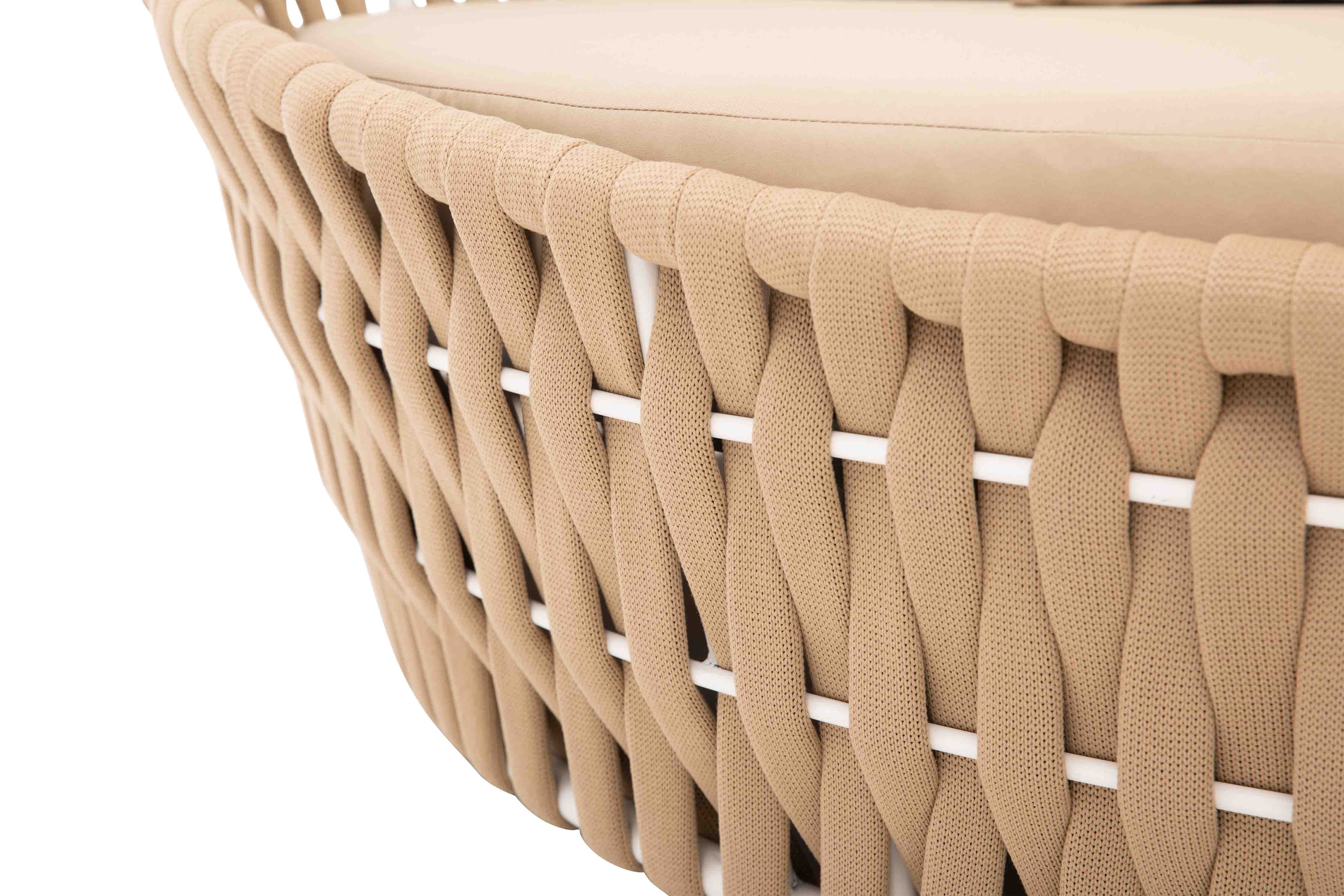 Neck Outdoor Poolside Sunbed With Cushion Daybed (Tan) Braided & Rope - Image 8