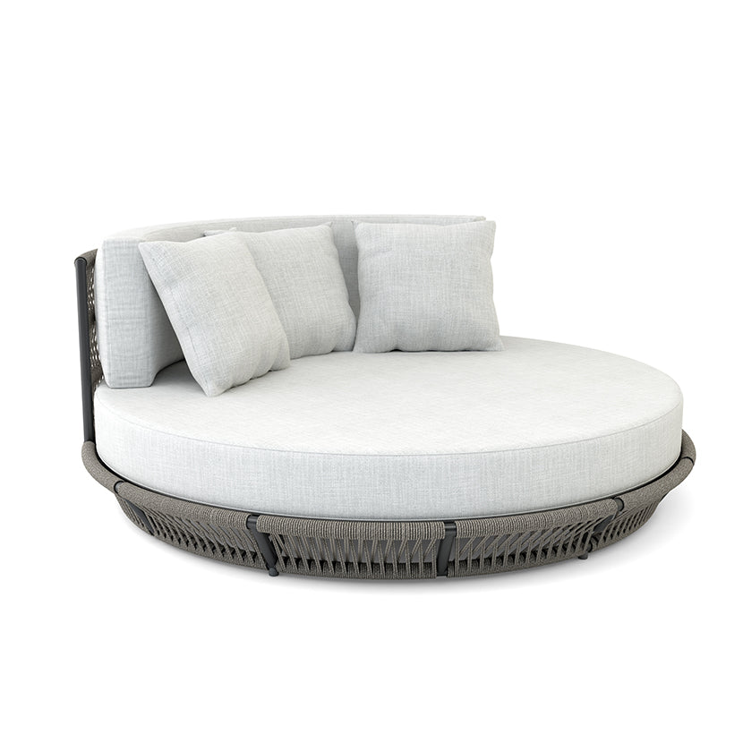 Nemi Outdoor Poolside Sunbed With Cushion Daybed (Grey) Braided & Rope - Image 4