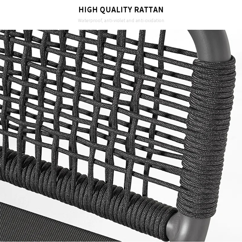 Nery Outdoor Swimming Poolside Lounger (GREY) Braided & Rope - Image 4
