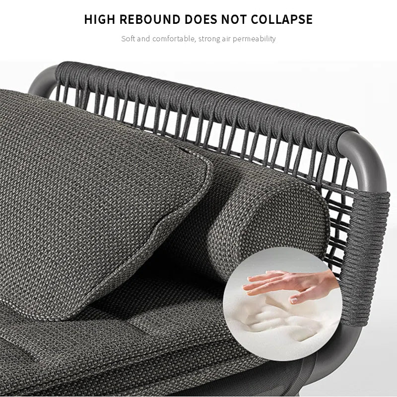 Nery Outdoor Swimming Poolside Lounger (GREY) Braided & Rope - Image 5