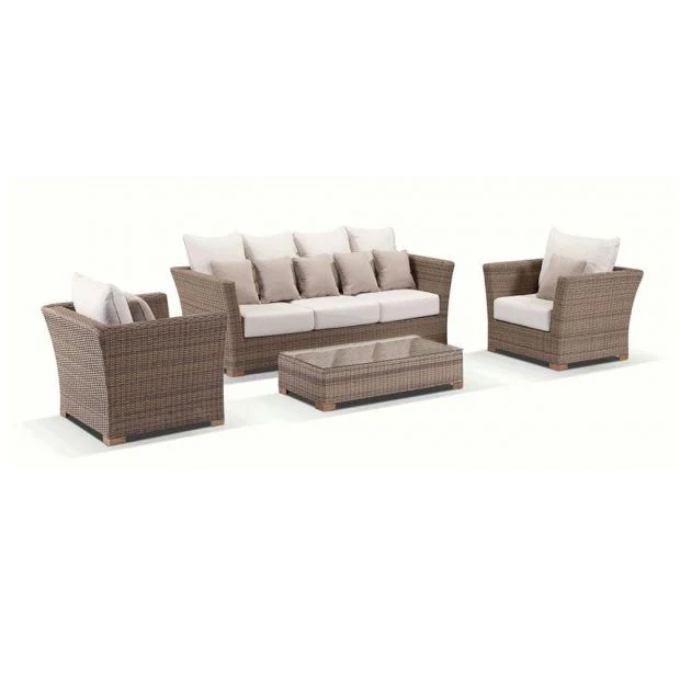 Noelia Outdoor Sofa Set 3 Seater , 2 Single seater and 1 Center Table (Brown + Cream) - Image 2