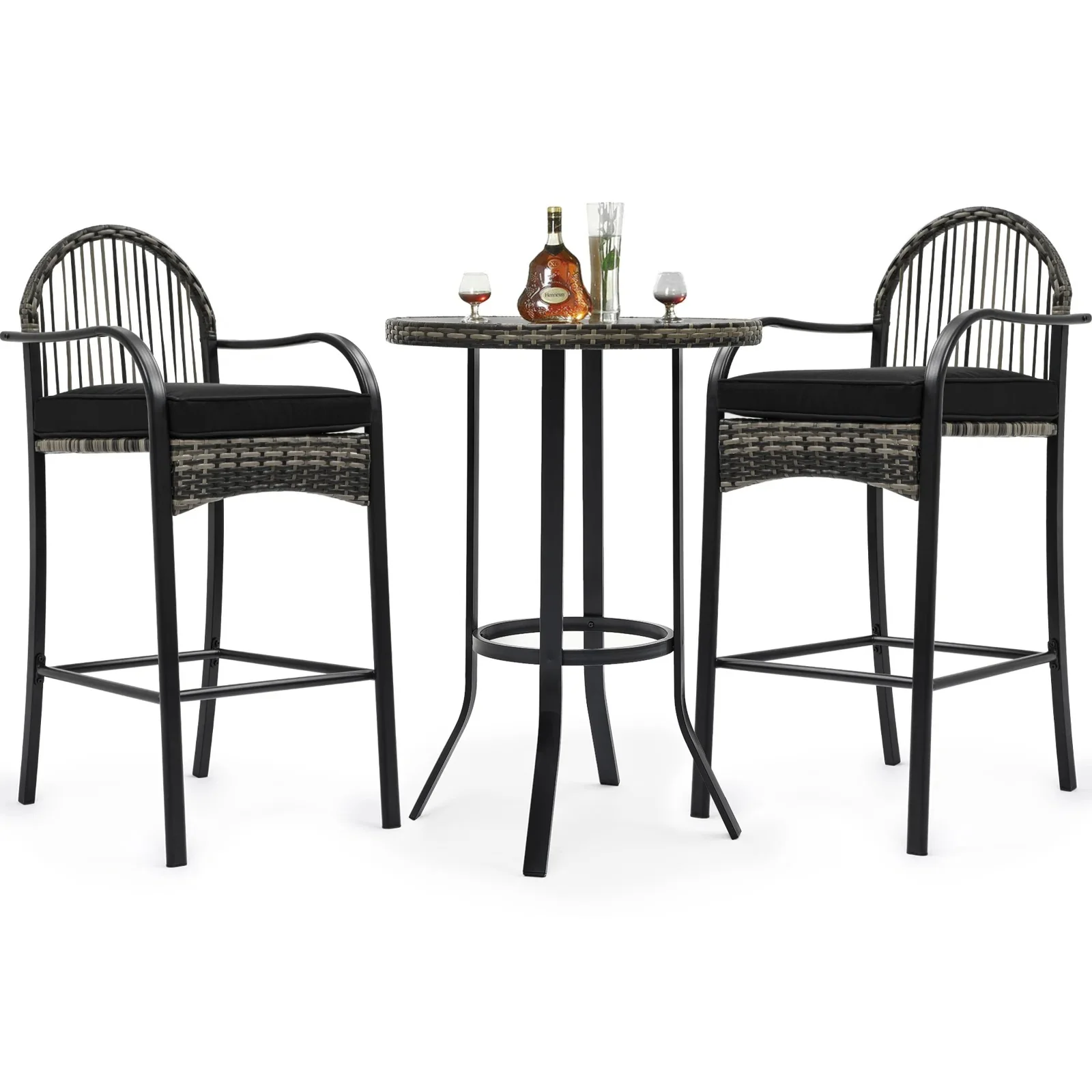Chairio Outdoor Bar Sets 2 Chairs and 1 Table Patio Bar Set - Image 3