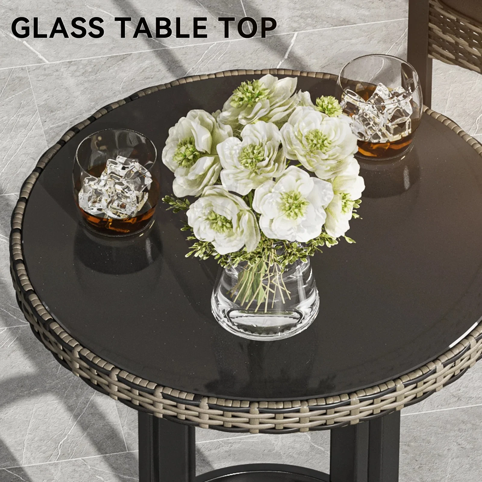 Chairio Outdoor Bar Sets 2 Chairs and 1 Table Patio Bar Set - Image 4