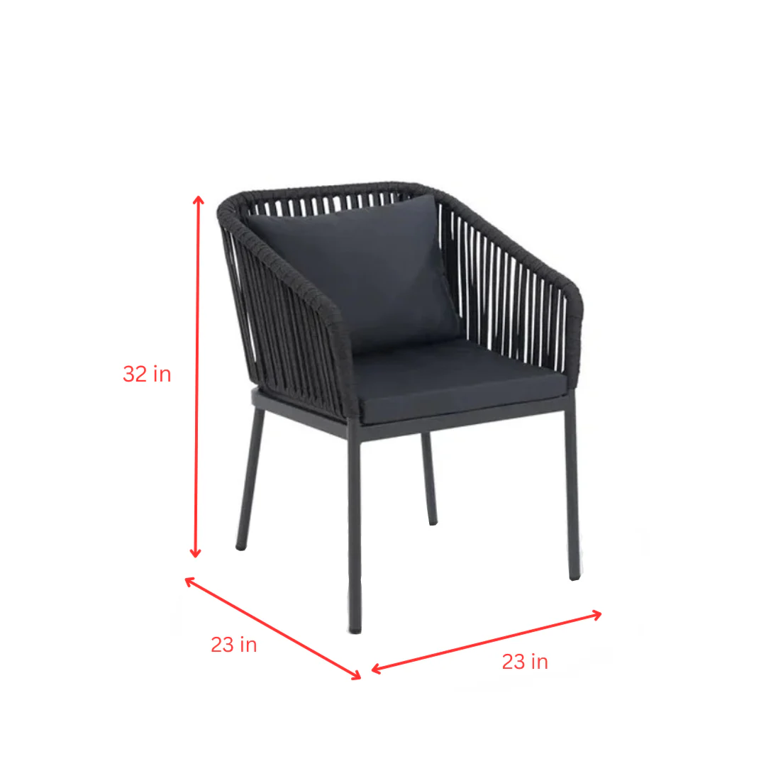 Sedona Outdoor Patio Seating Set 4 Chairs and 1 Table Set (Black) Braided & Rope - Image 4