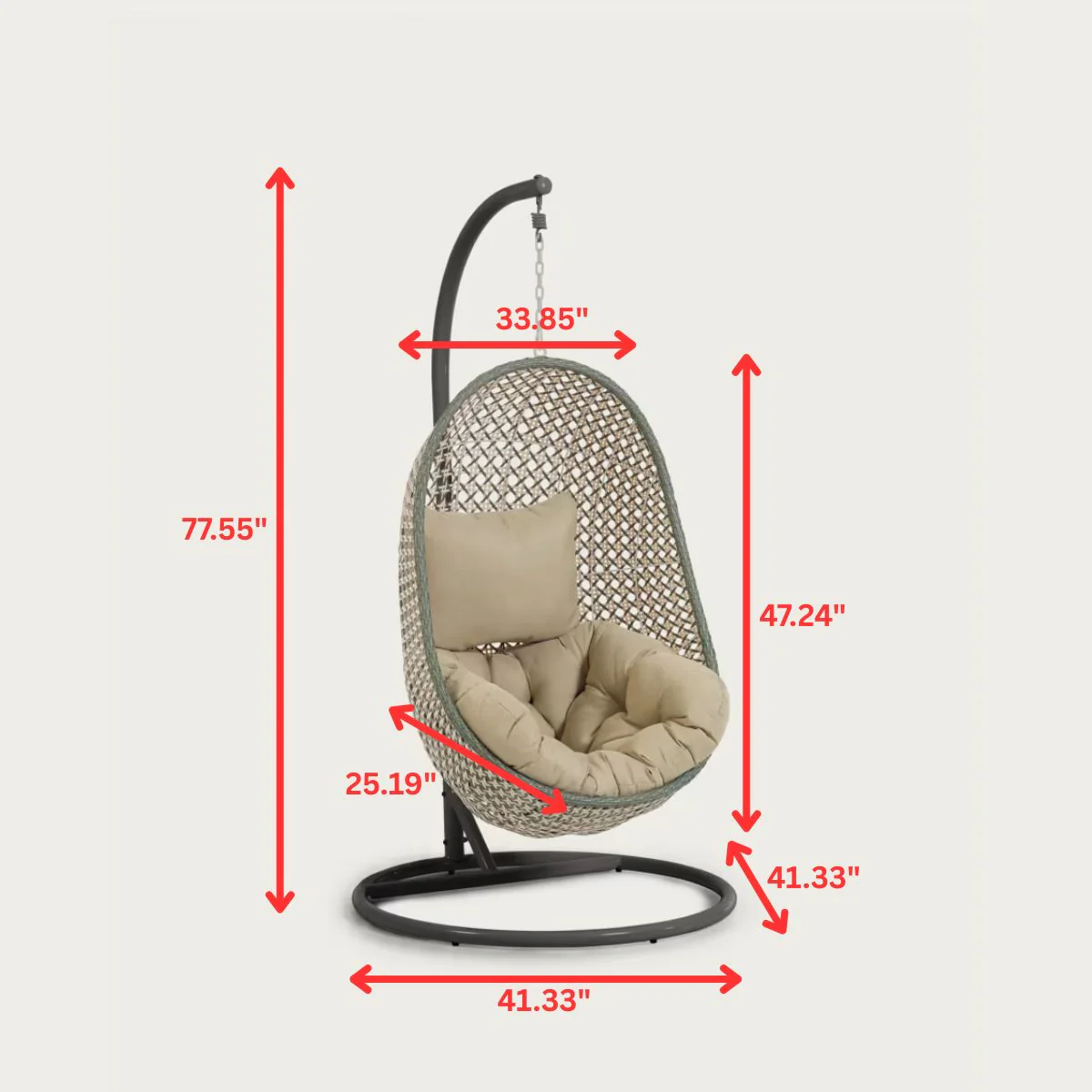 Oyla Single Seater Hanging Swing With Stand For Balcony , Garden - Image 9