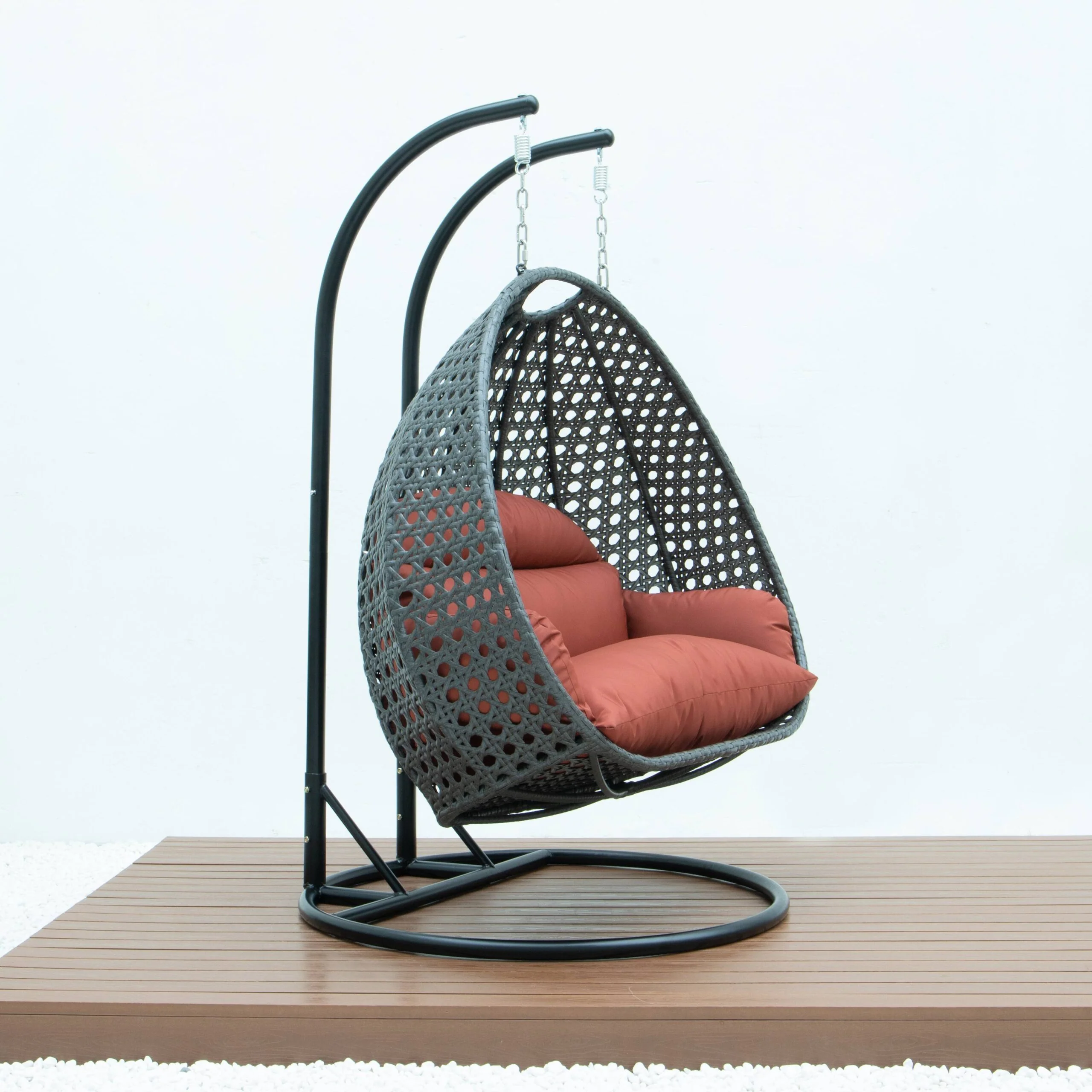 Paccio Double Seater Hanging Swing With Stand For Balcony , Garden Swing (Dark Grey) - Image 44